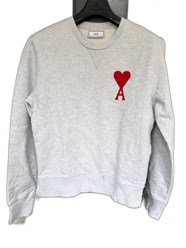 AMI Ami Paris Heart Graphic Gray Sweatshirt Size US M / EU 48-50 / 2 - 1 Thumbnail