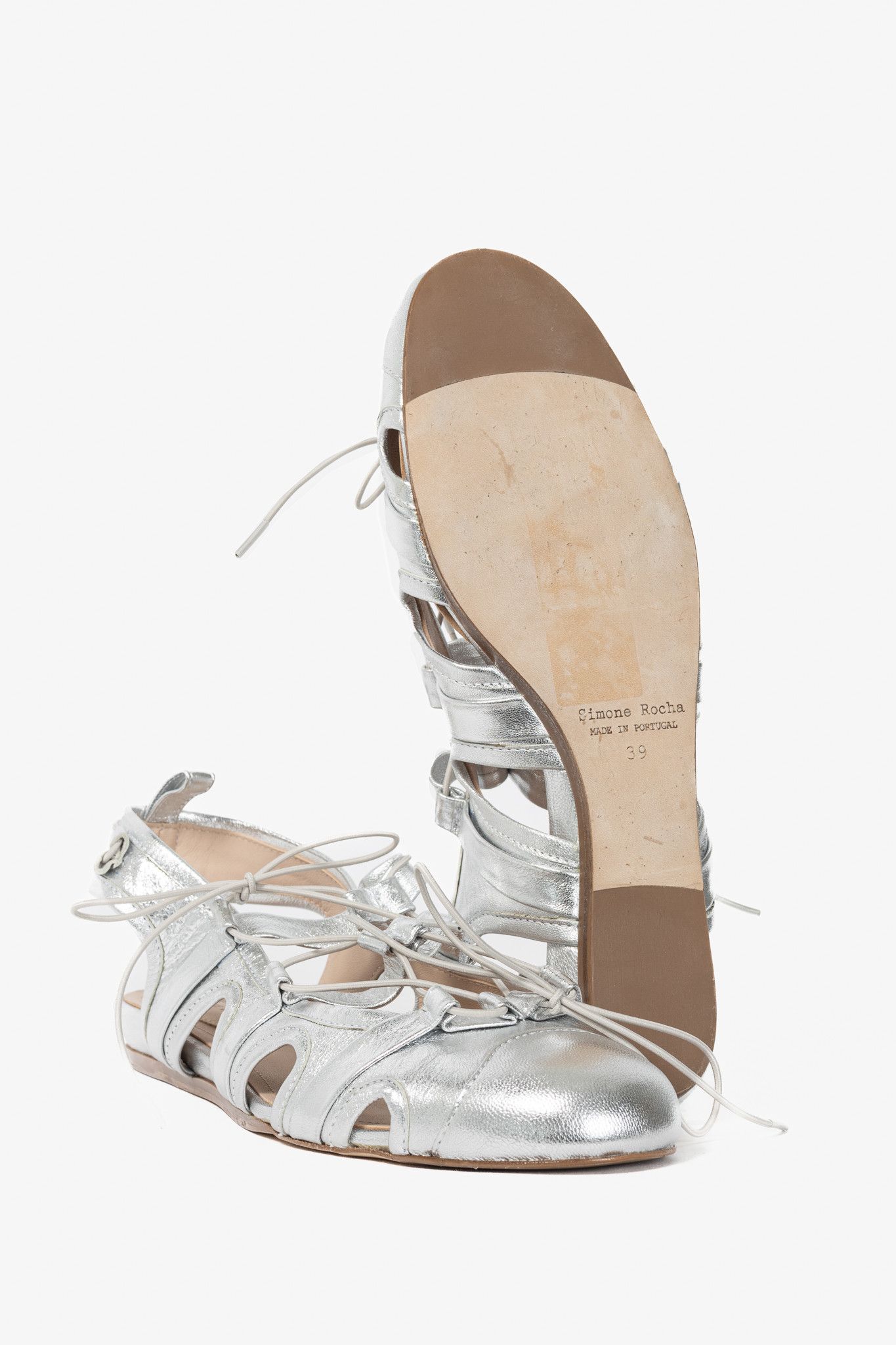 Simone Rocha Simone Rocha Silver Sporty Lace-Up Ballet Flats Size US 8.5 / IT 38.5 - 4 Thumbnail