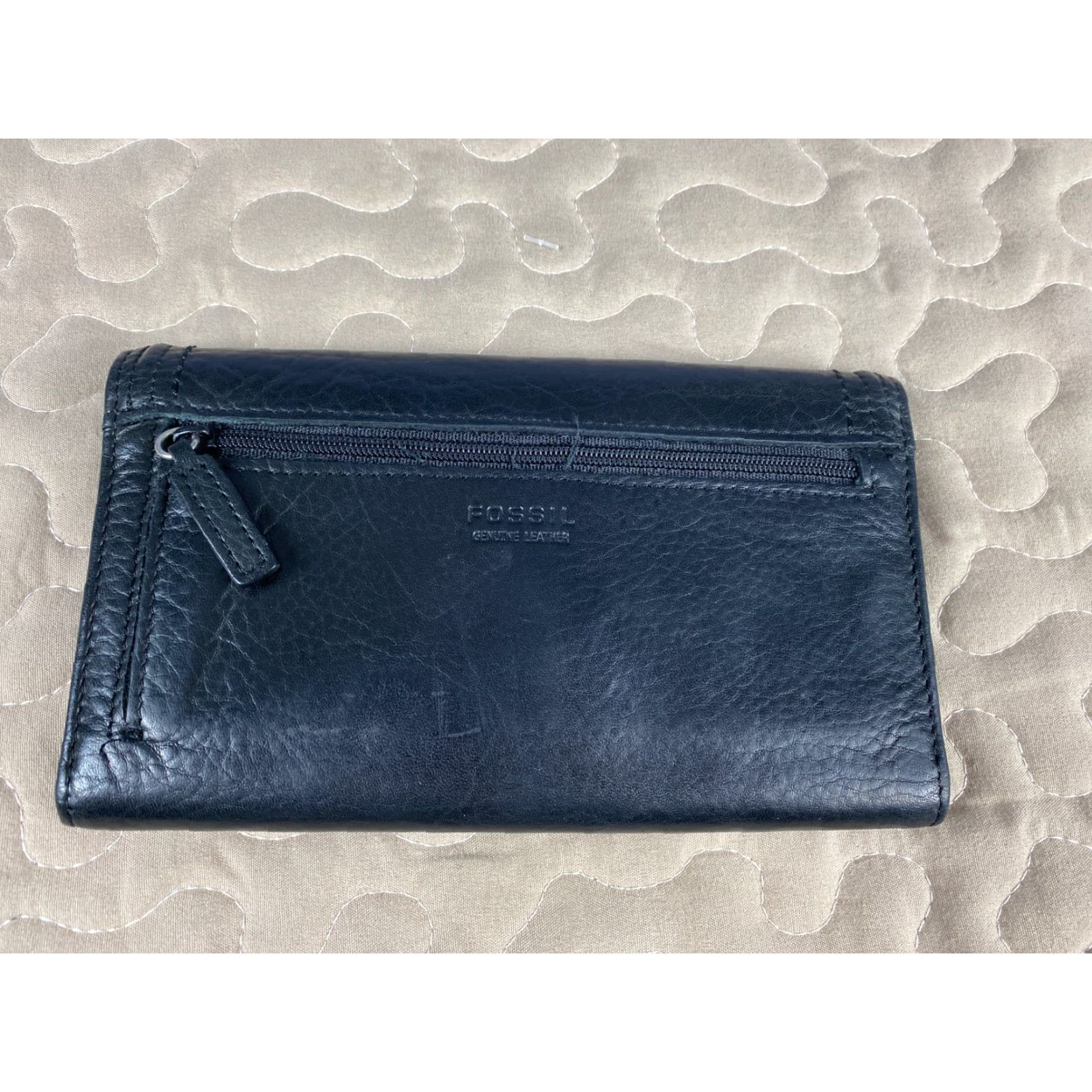 Fossil Fossil Wallet Womens Black Genuine Leather Tri Fold Clutch Size ONE SIZE - 3 Thumbnail