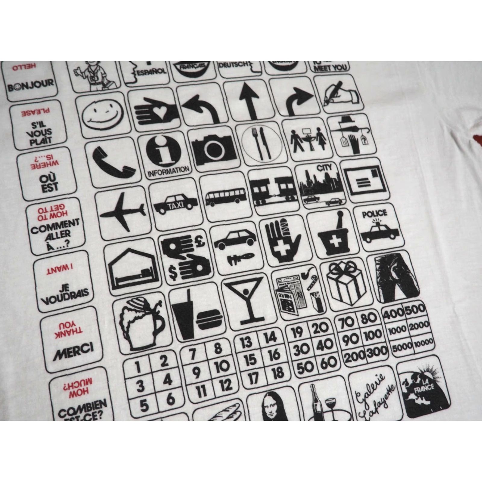 Vintage VTG 80s Oneita Talking T French Travel Art Tourist White Tee T-Shirt Mens M Size US M / EU 48-50 / 2 - 5 Thumbnail