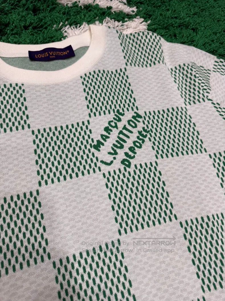 Louis Vuitton Louis Vuitton 24 New White and Green Knit Checker Short Sl Size US XXL / EU 58 / 5 - 3 Thumbnail