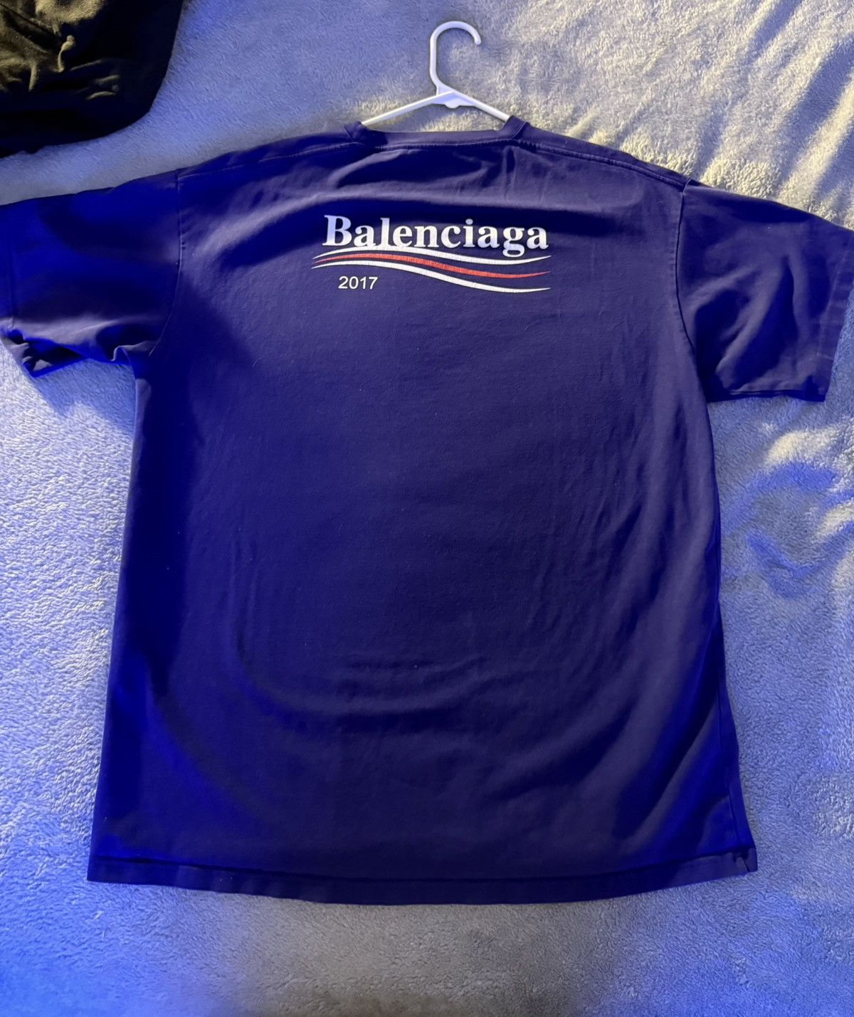 Blue Balenciaga 2017 Campaign Logo Tee Oversized