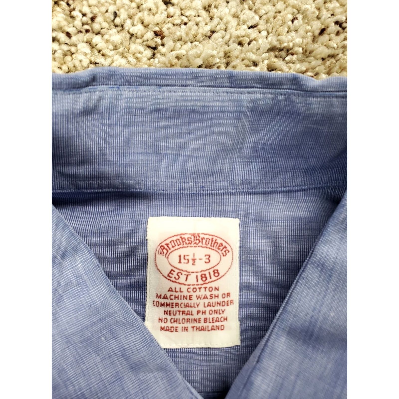 Brooks Brothers Brooks Brothers Dress Shirt 15.5-3 Mens Blue Button Down Long Sleeve Cotton Shirt Size 42R - 5 Thumbnail