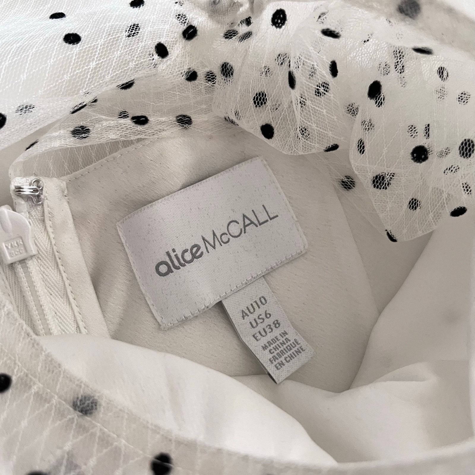 Alice McCall Alice McCall Mysteria White Polka-Dot Tiered Midi Dress Size M / US 6-8 / IT 42-44 - 3 Thumbnail