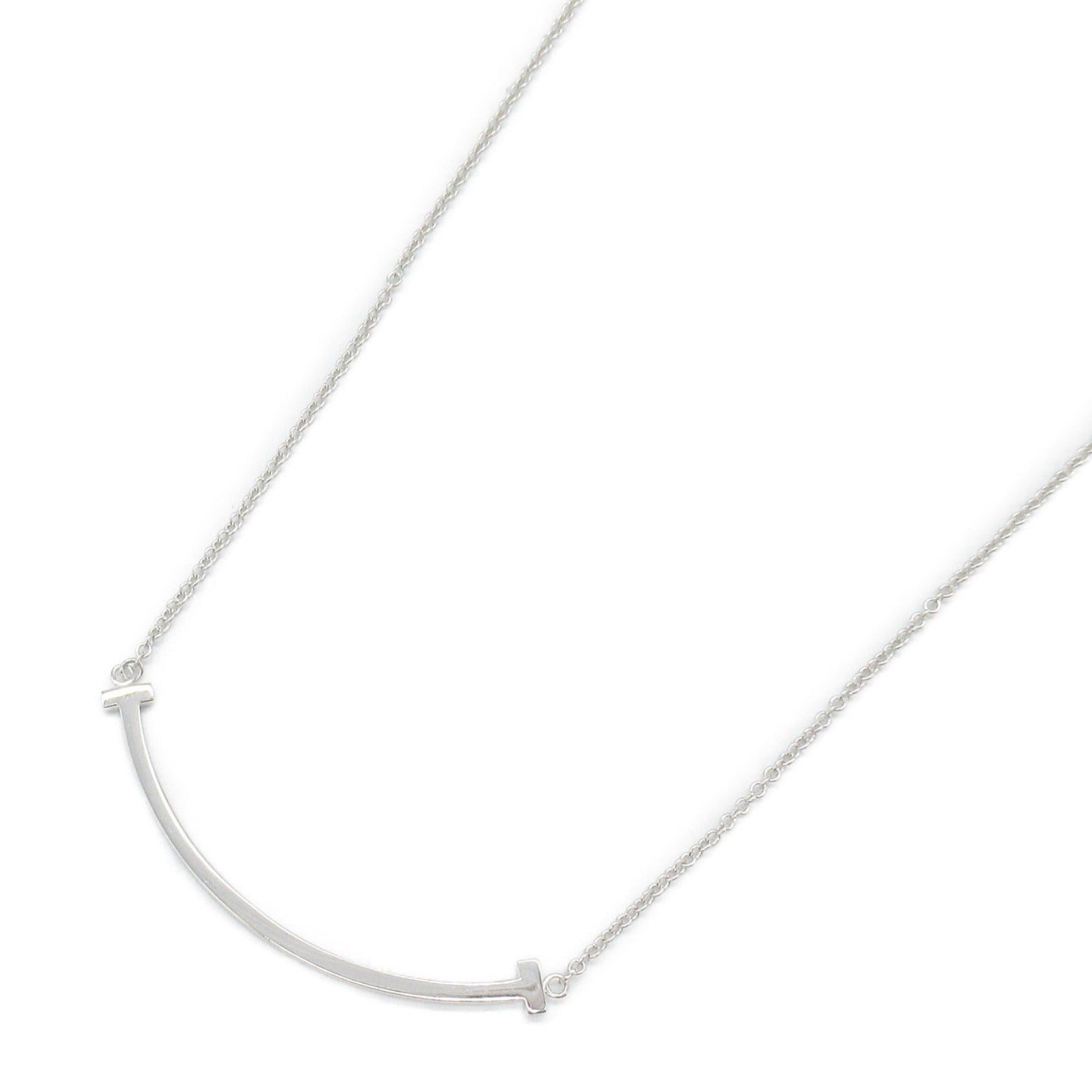 Tiffany & Co. Tiffany Co T Smile Small Necklace K18Wg (White Gold) Silver Size ONE SIZE - 1 Thumbnail