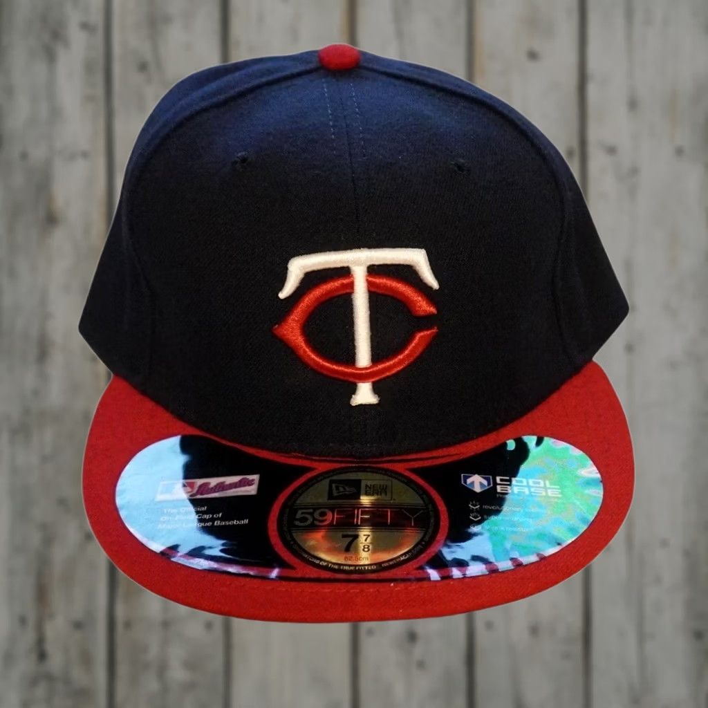 New Era New Era 59FIFTY Hat Mens 7 7/8 Navy Red Minnesota Twins MLB Fitted Cool Base Cap Size ONE SIZE - 1 Thumbnail