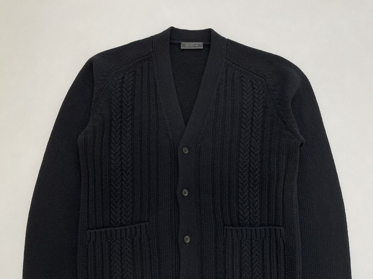 Prada A/W 09 Black Wool ‘Ribbed Chevron’ Cardigan Size US M / EU 48-50 / 2 - 3 Thumbnail