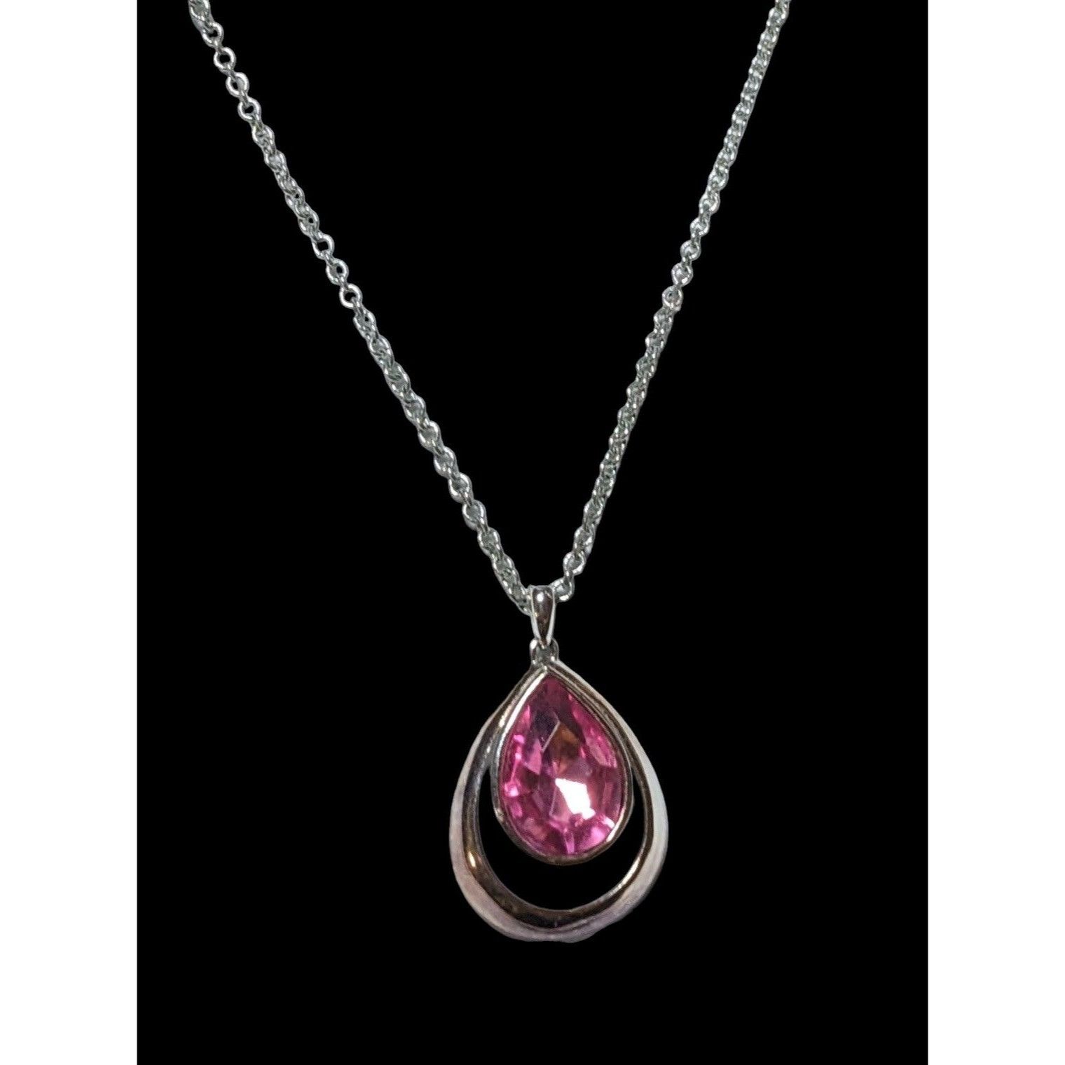 Other Coquette Pink Gemmed Teardrop Pendant Necklace Size ONE SIZE - 3 Thumbnail