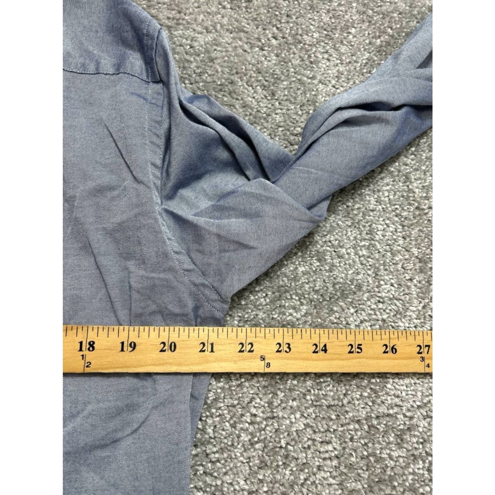 Peter Millar Peter Millar Dress Shirt Mens Medium Gray Cotton Stretch Button-Down Formal Shirt Size 40R - 4 Thumbnail