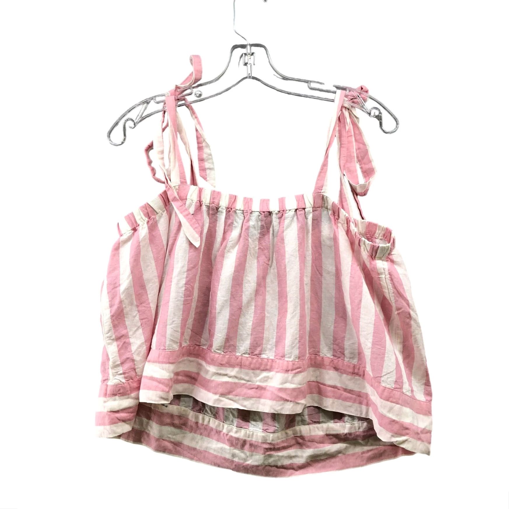 J.Crew J Crew Womens Linen Top Large L Cami Pink White Striped Beachy Spring Summer Size L / US 10 / IT 46 - 2 Thumbnail