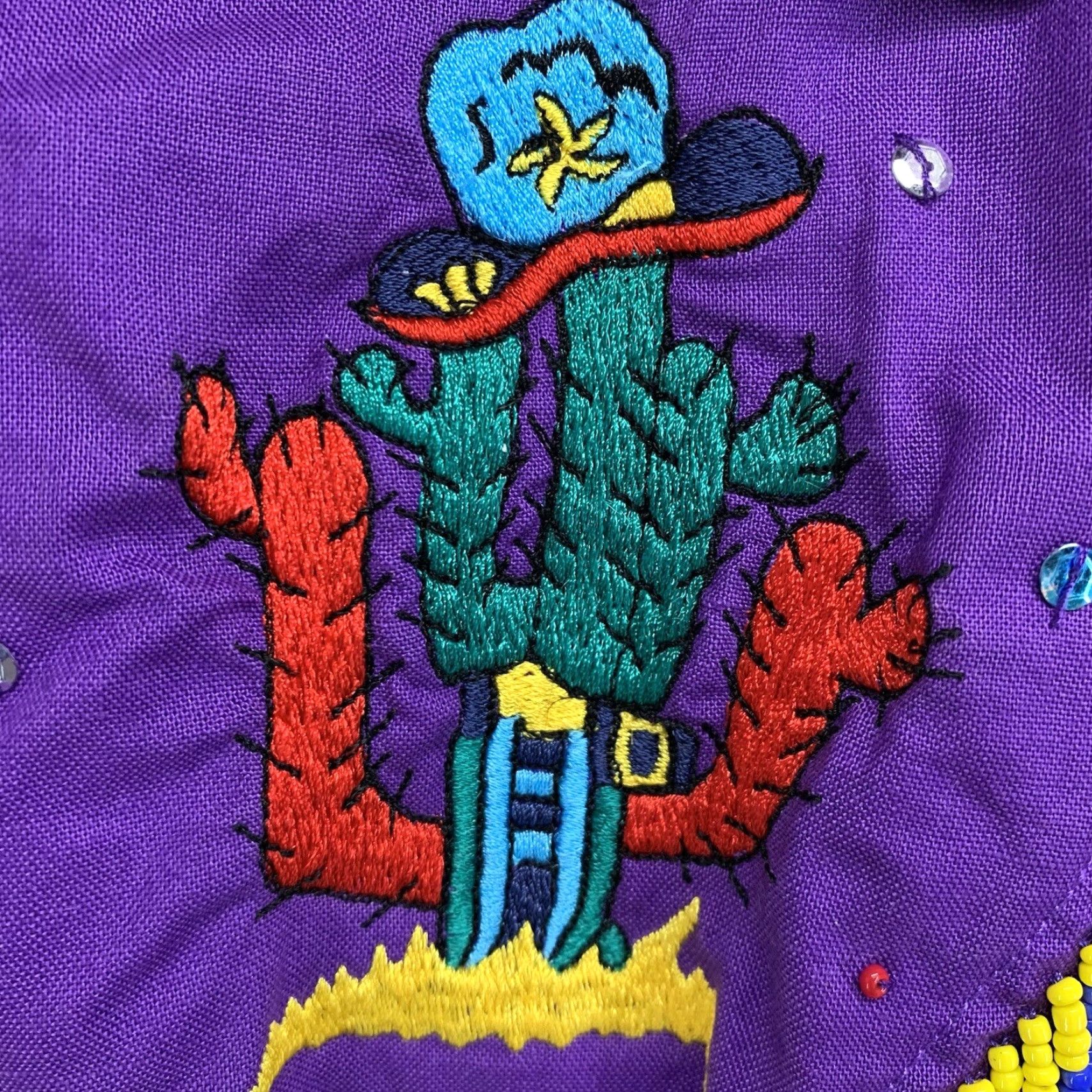 Vintage VINTAGE KZK Western Shirt Women Medium Purple Beaded Embroidered Cowgirl 90s Western-style Size M / US 6-8 / IT 42-44 - 6 Thumbnail