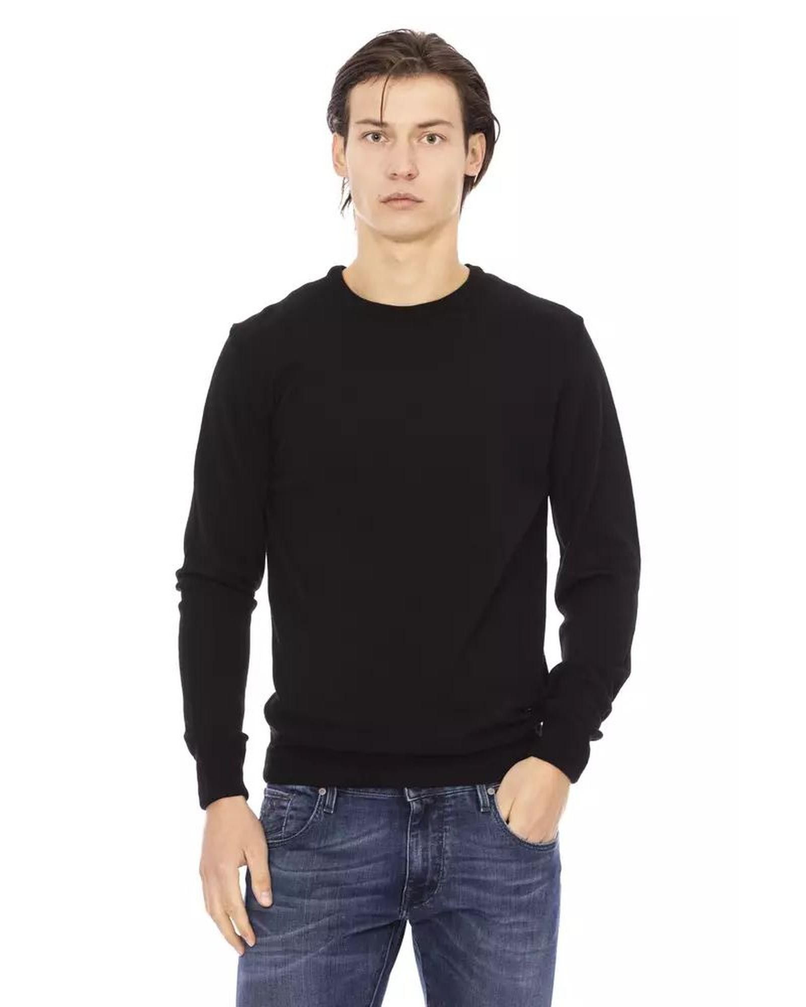 image of Baldinini Monogram Turtleneck Sweater In Fabric in Black, Men's (Size 2XL)