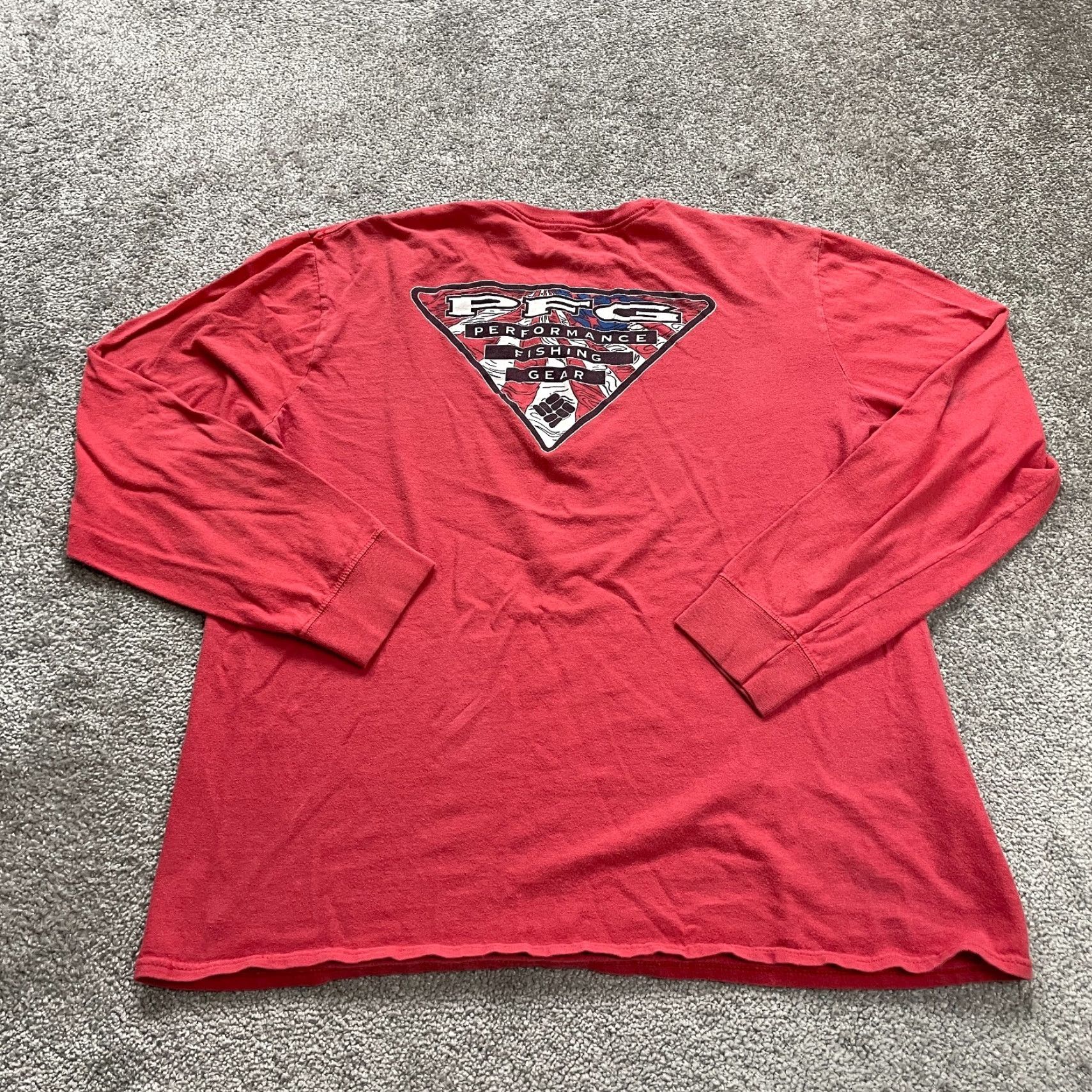 Vintage Columbia PFG Shirt Mens Large Red Crew Neck Long Sleeve Outdoor Fishing Top Breathable Cotton Knit Logo Size US L / EU 52-54 / 3 - 2 Thumbnail