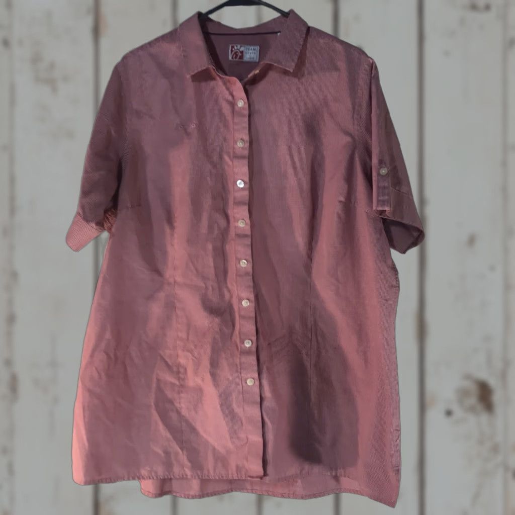 Vintage Oobe Red/White Plaid Button-Up Shirt Women's Plus Size 2X Casual Workwear Size XXL / US 16-18 / IT 52-54 - 1 Thumbnail