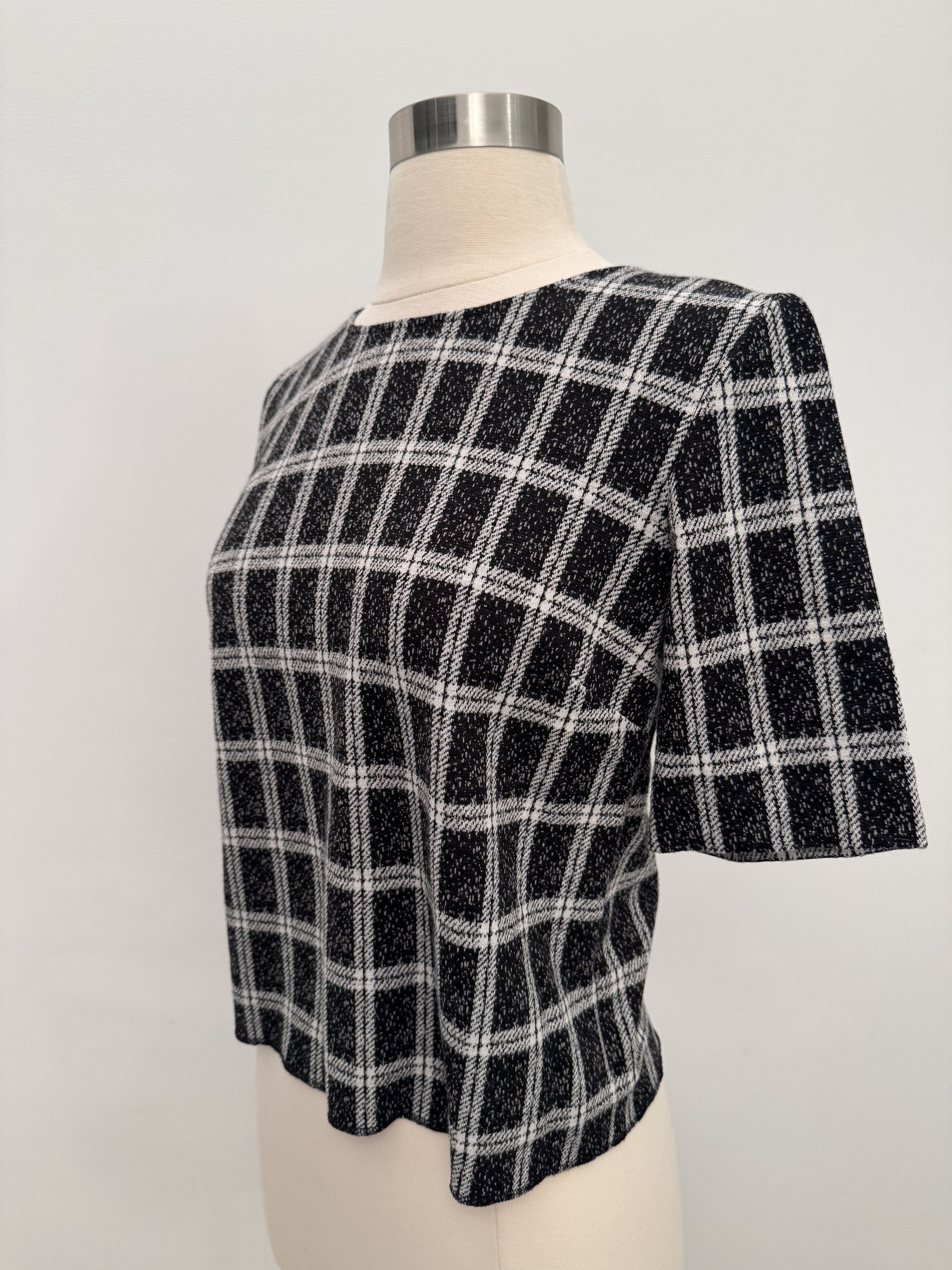 Theory Theory Black Bixion Plaid Zip Shell Short Sleeve Top - Small Size S / US 4 / IT 40 - 3 Thumbnail