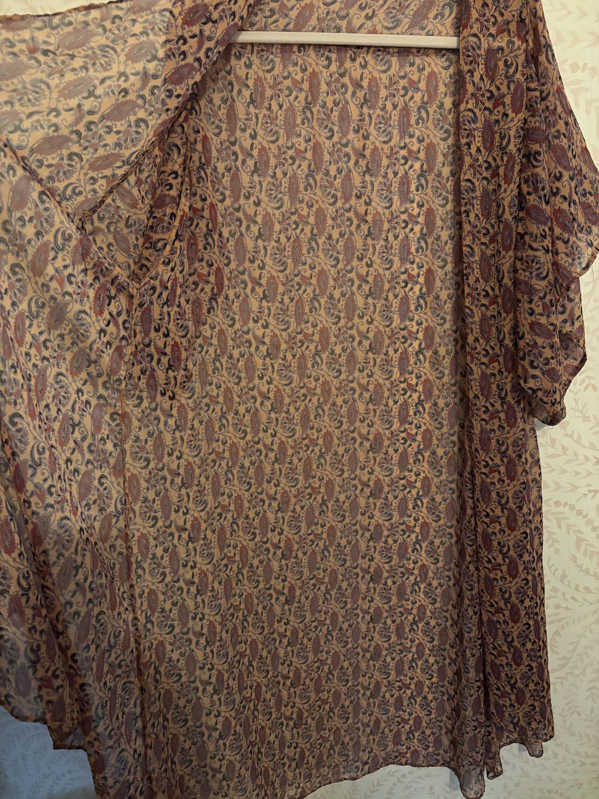 Other Band of Gypsies Sheer Printed Kimono Robe OSFM Size ONE SIZE - 5 Thumbnail