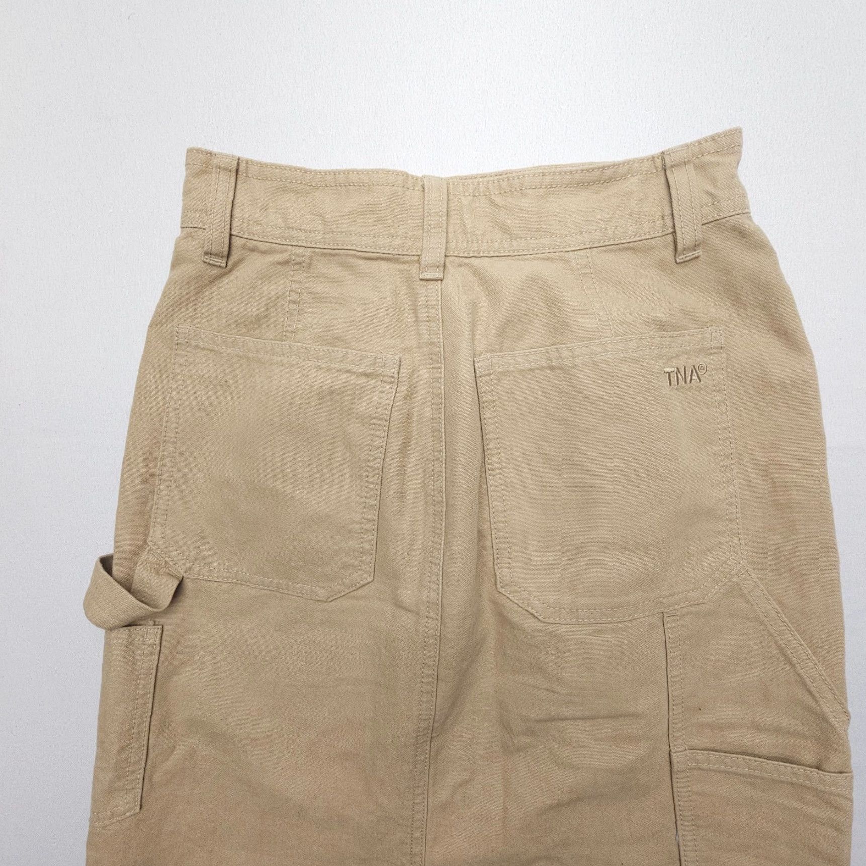 TNA TNA Aritzia Greenwich Midi Skirt Denim 00 Tan Cotton Denim Size 00 Skirt Casual Workwear Pockets Vintage: No Womens Size 24" / US 00 / IT 34 - 4 Thumbnail