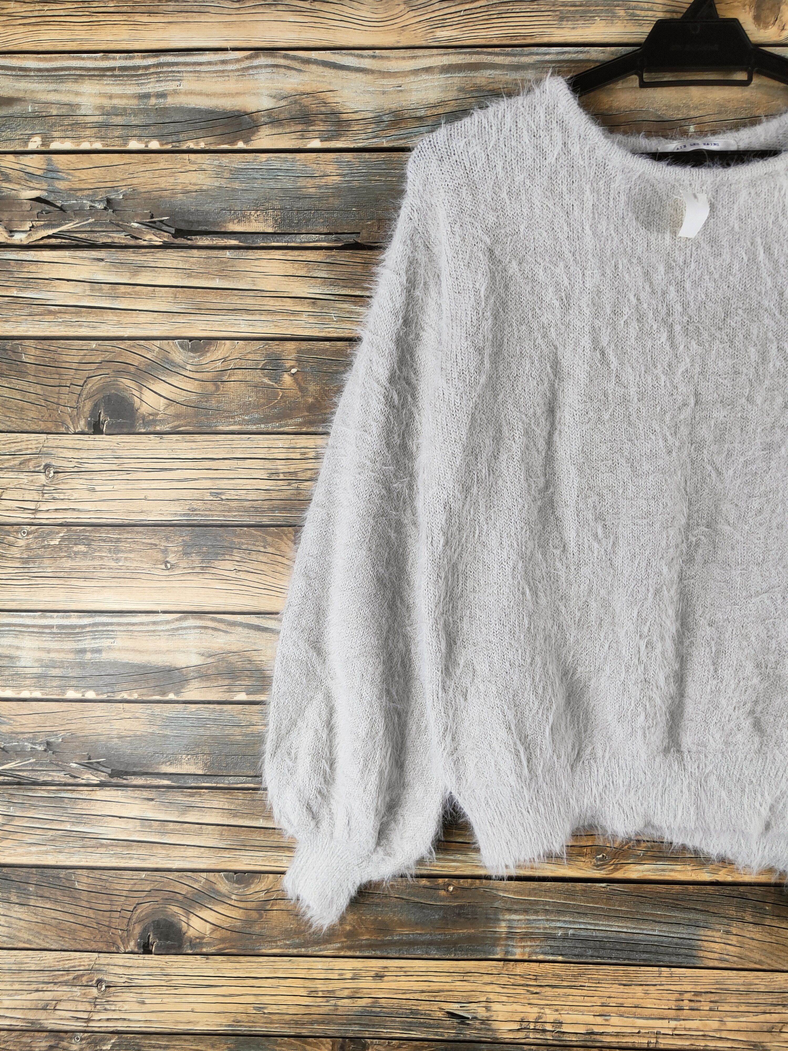 Japanese Brand DL Aix Les Bains Gray shaggy Fur Mohair Knitwear #46-491 Size S / US 4 / IT 40 - 3 Thumbnail