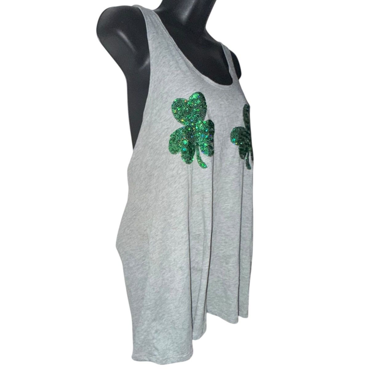 Pink Victoria’s Secret PINK gray sequined shamrocks tank top Size L / US 10 / IT 46 - 3 Thumbnail