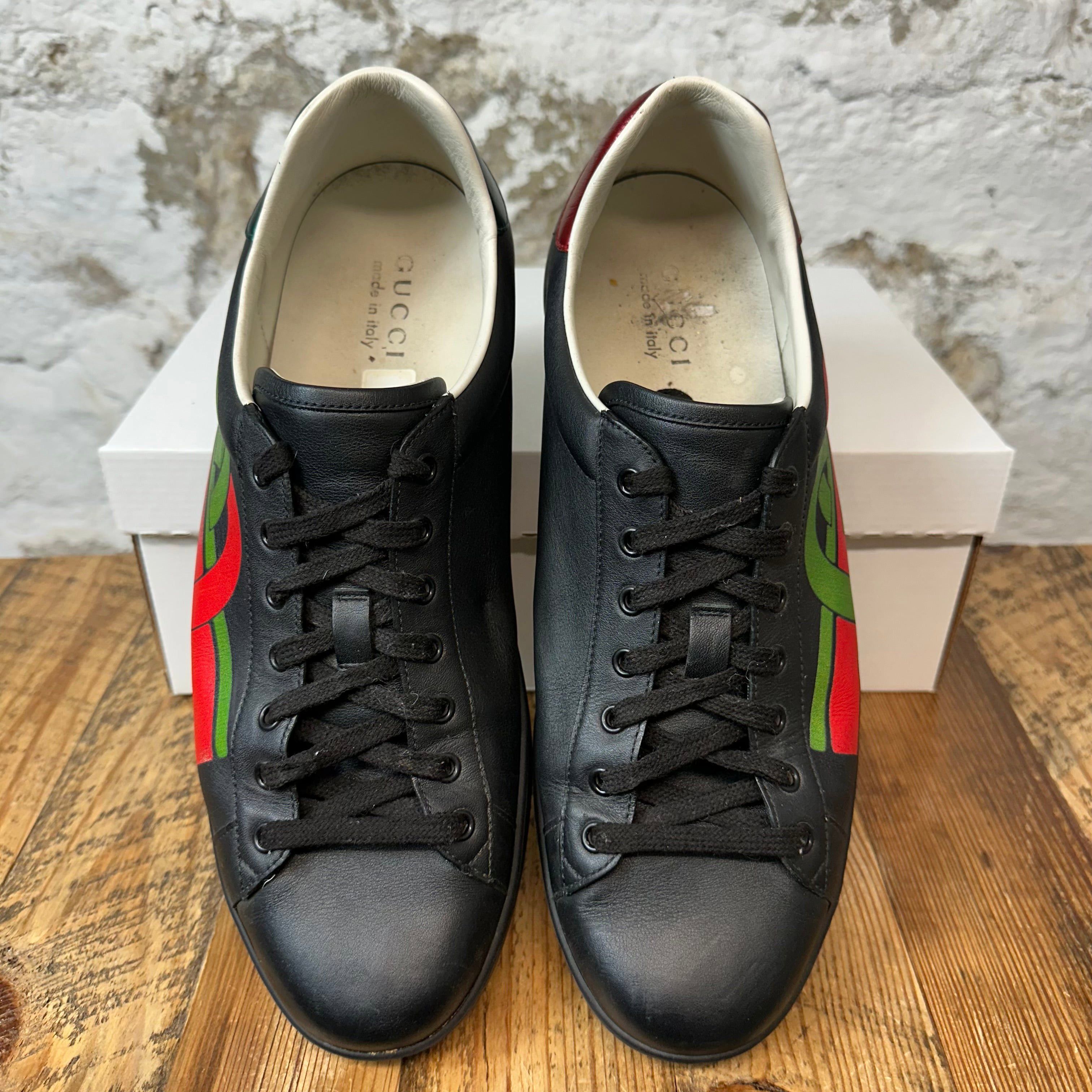 Gucci Gucci Green Red Logo Black Ace Sneaker Sz 12 Size US 12 / EU 45 - 3 Thumbnail