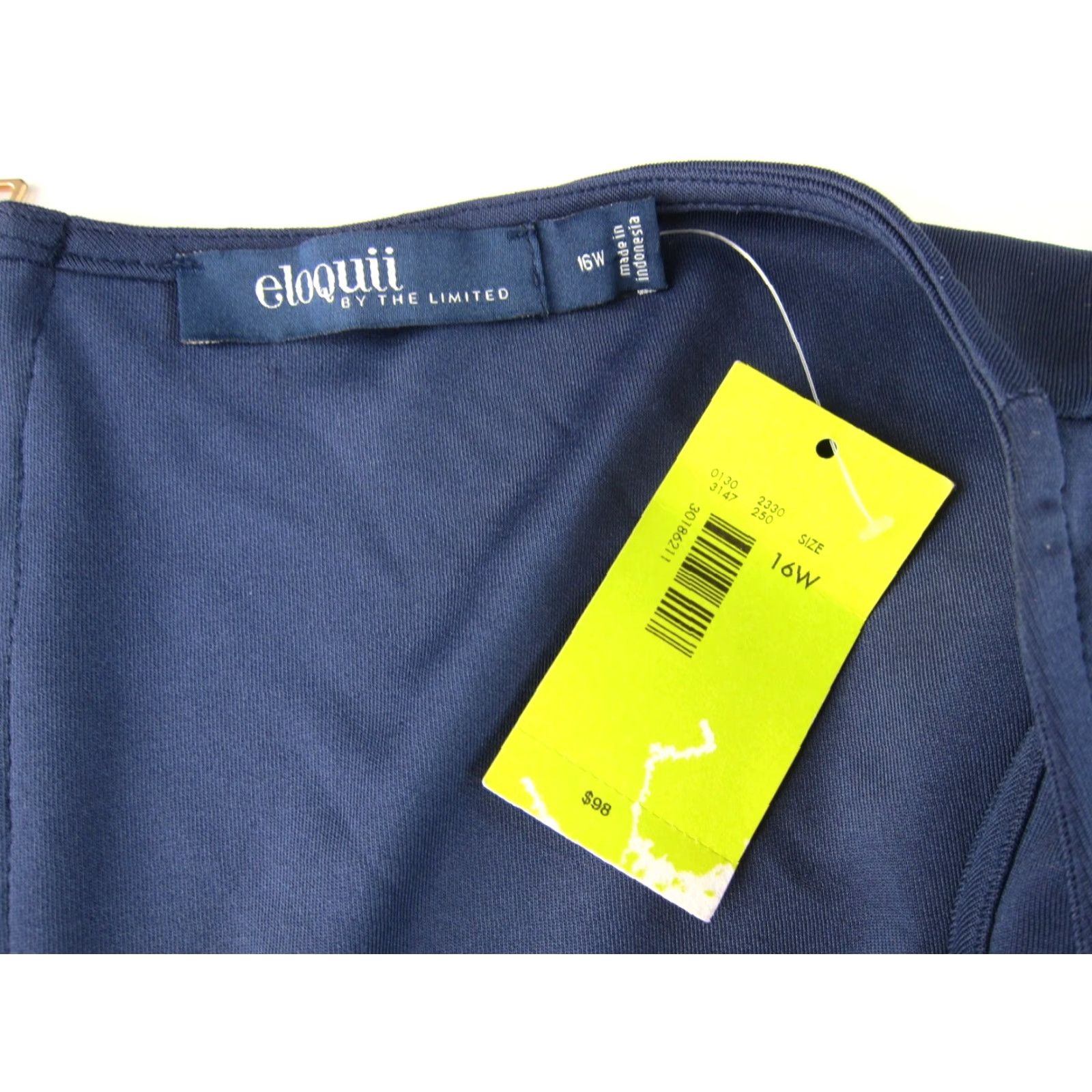 Vintage NWT Eloquii Navy Blue Stretch Gold Zipper Sleeveless Tank Sheath Sun Dress 16W Size XXL / US 16-18 / IT 52-54 - 3 Thumbnail