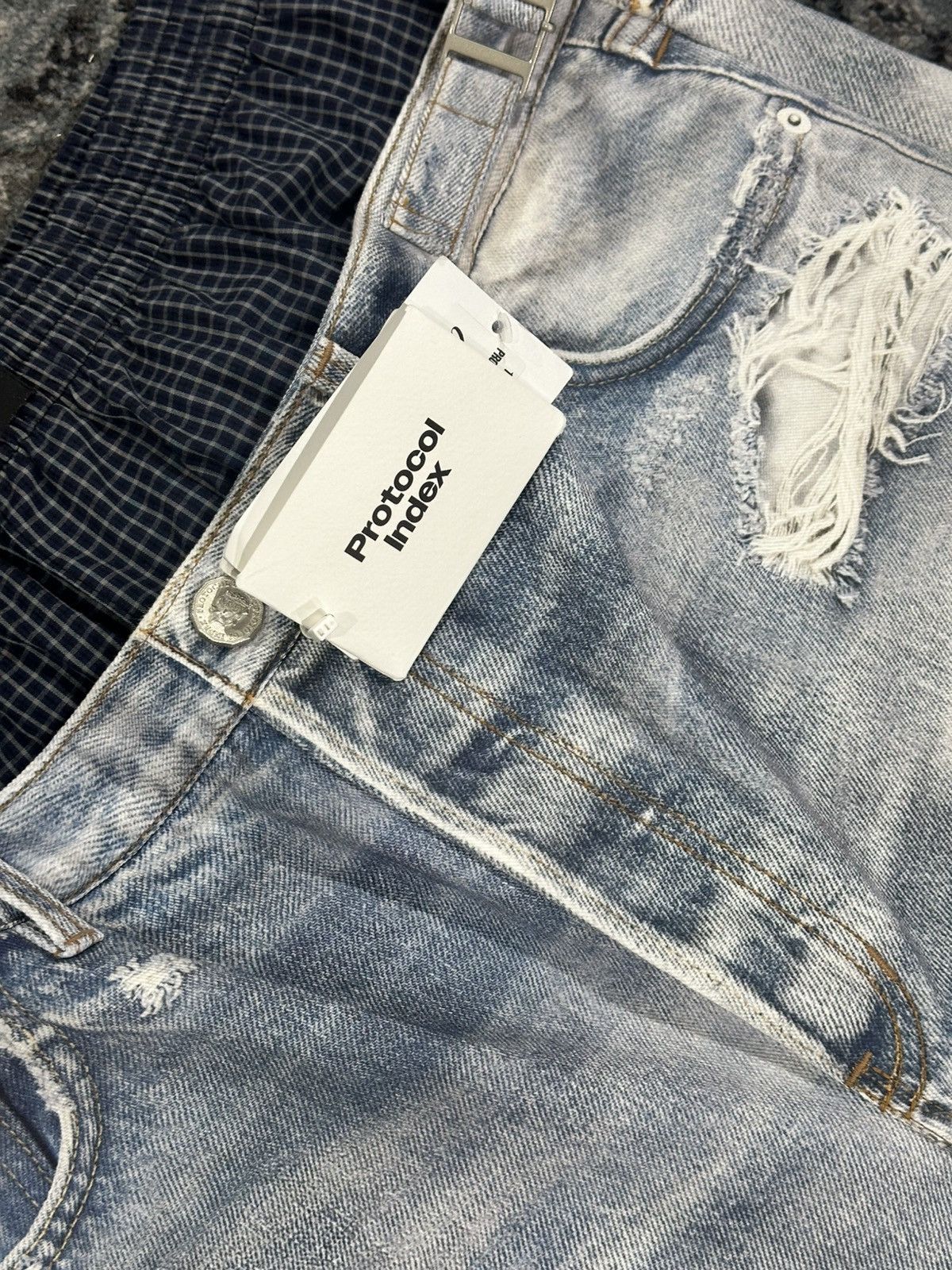 PROJECT G/R Protocol Index Trompe-Loeil Layered Jeans Pants Blue Size 3 Size US 36 / EU 52 - 2 Thumbnail