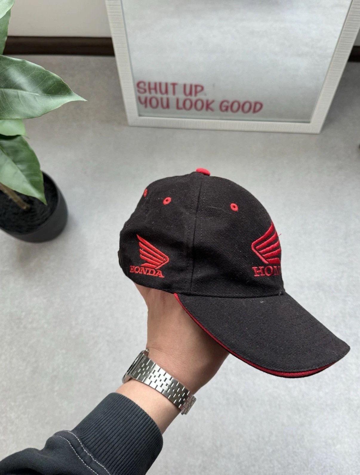 Honda Vintage Honda Big Logo Racing Black Cap Men One Size Size ONE SIZE - 4 Thumbnail
