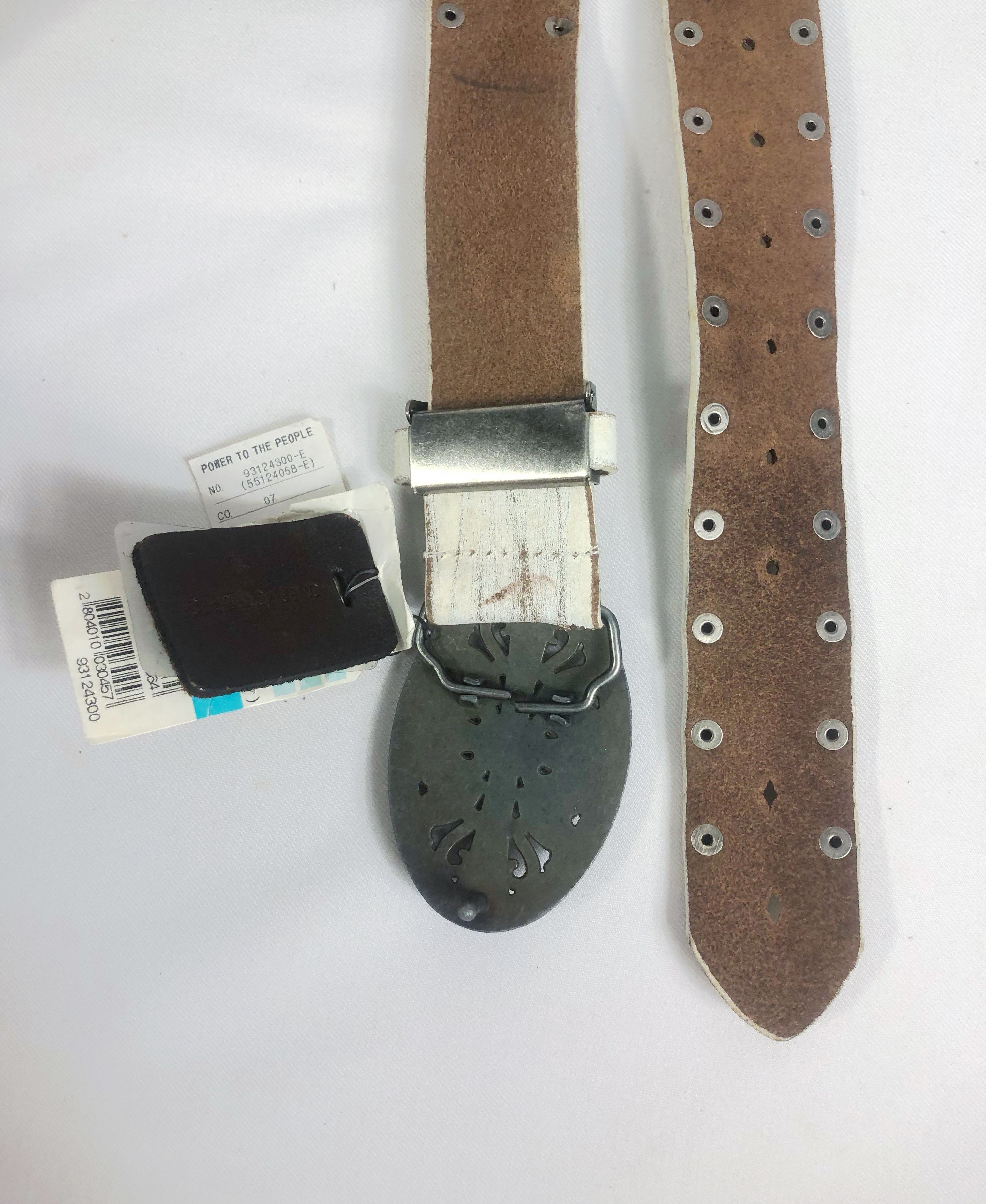 Japanese Brand Vintage NOS Power To The People Studded Punk Leather Belt Size ONE SIZE - 5 Thumbnail