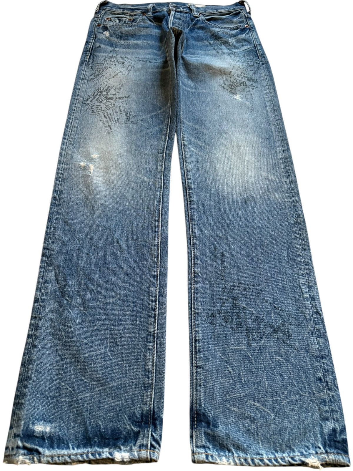 Japanese Brand Vintage Japanese Brand Printed Faded Wash Distressed Jeans Size US 30 / EU 46 - 1 Thumbnail