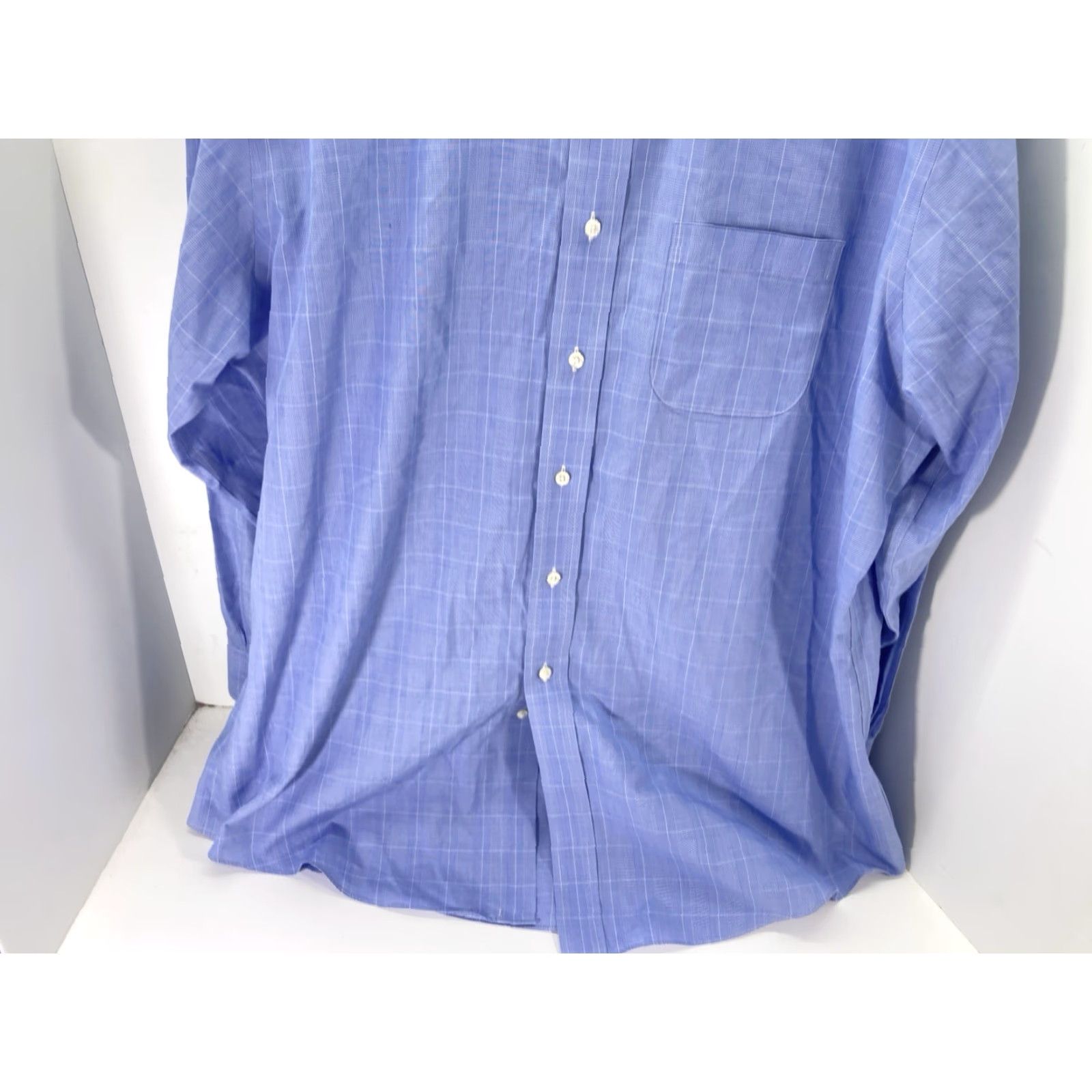Brooks Brothers Brooks Brothers Regent Dress Shirt Men 2XL 18/35 Blue Window Pane Cotton Shirt Size 48R - 3 Thumbnail