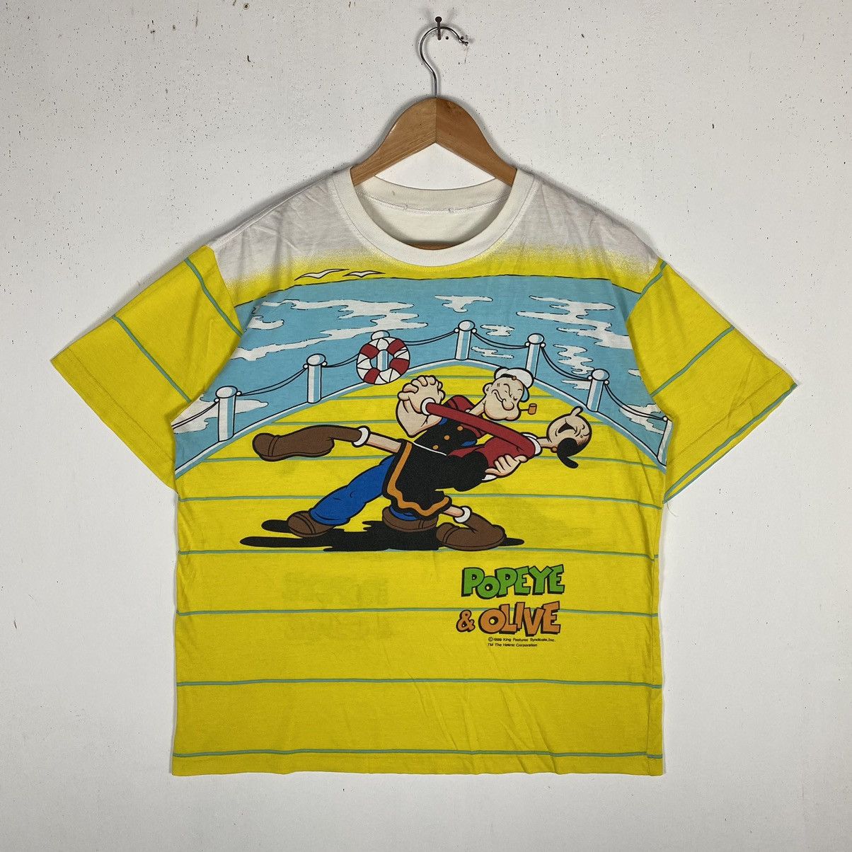 Vintage VINTAGE 1999 POPEYE & OLIVE CARTOON FULL PRINT TEE Size US L / EU 52-54 / 3 - 2 Thumbnail