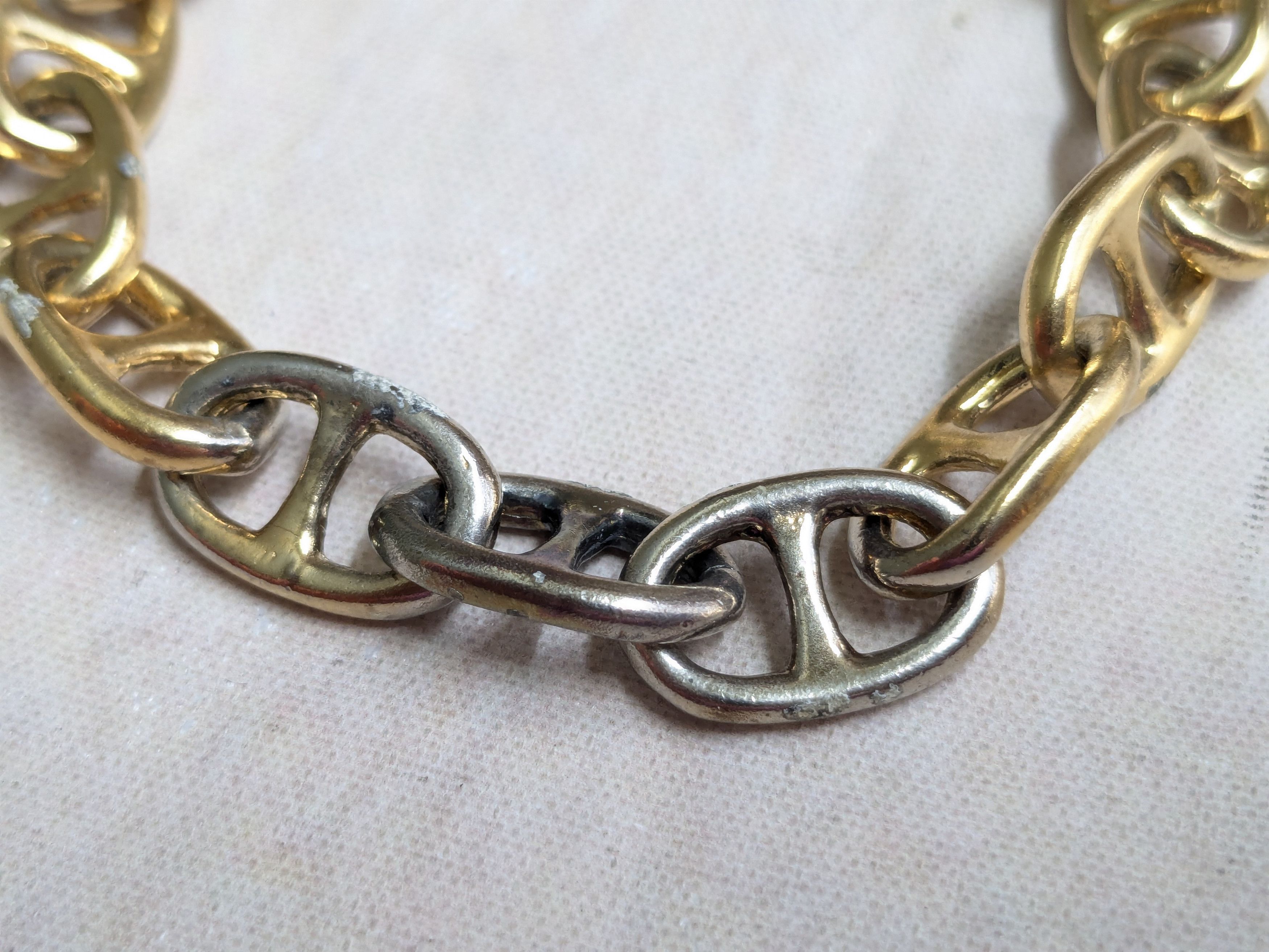 Jewelry Vintage Sterling Silver Bracelet Anchor Mariner Gold 7.25 Size ONE SIZE - 3 Thumbnail