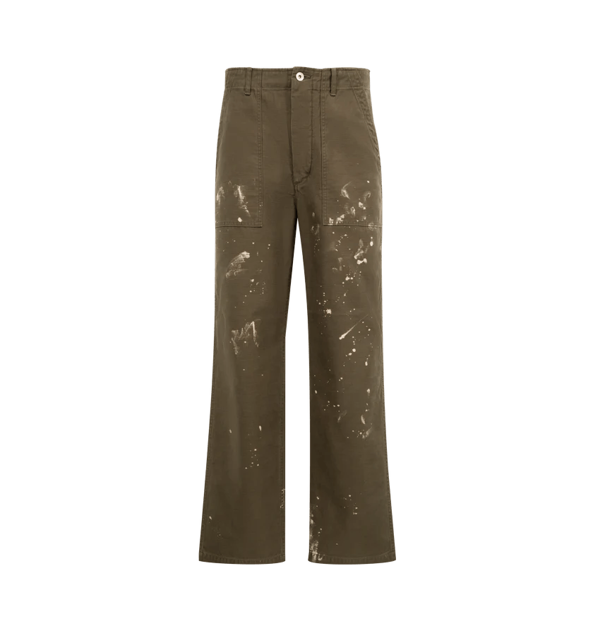 Auralee o1h1sh11225 Washed Satin Bleached Baker Pants in Khaki Brown Size US 30 / EU 46 - 1 Thumbnail