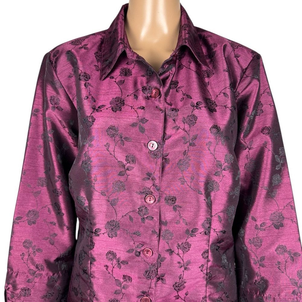 Other Vintage Design Assets Purple Taffeta Blouse Jacket Size L Size L / US 10 / IT 46 - 2 Thumbnail