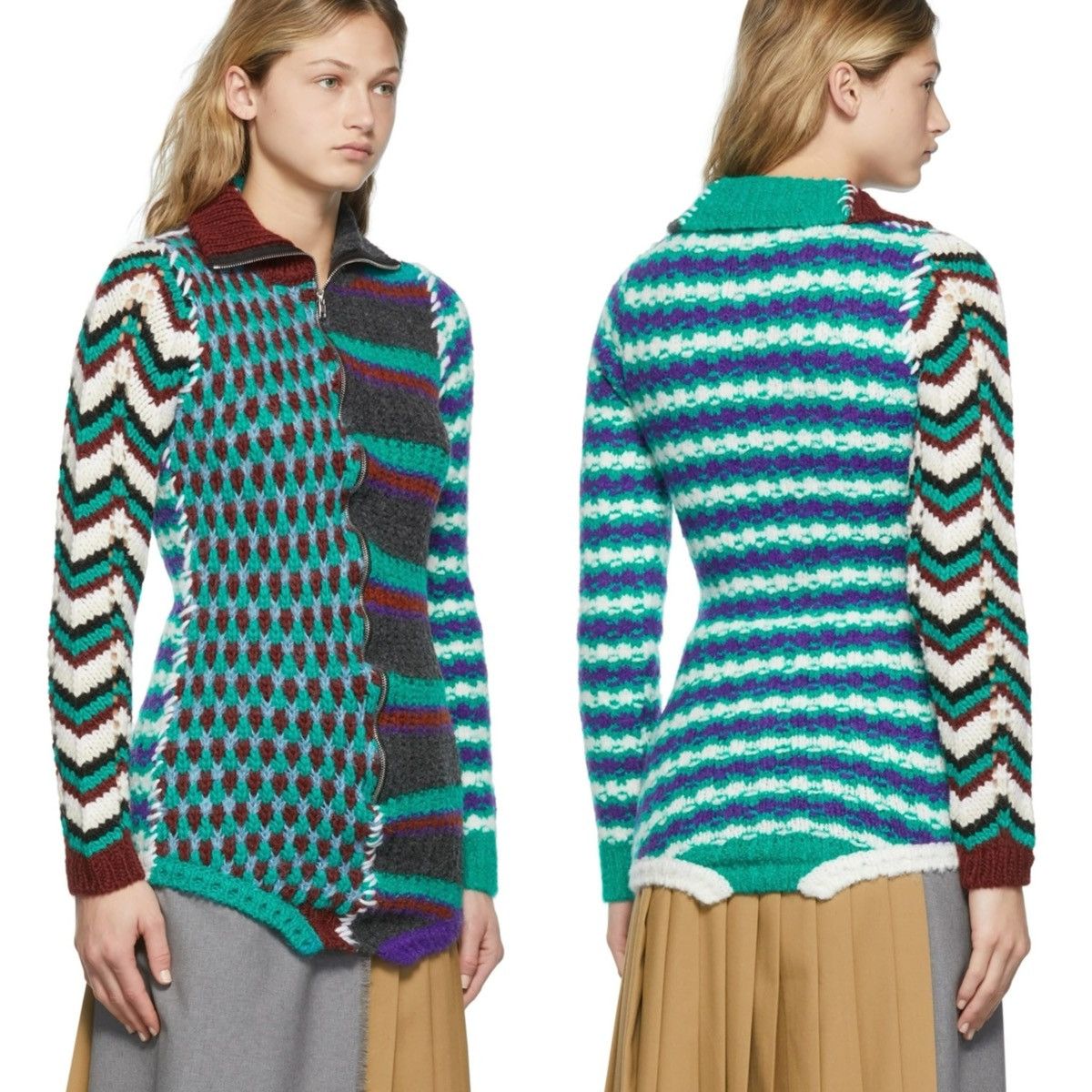 Marni MARNI Multicolor Patchwork Asymetrical Zip-Up Size XS / US 0-2 / IT 36-38 - 2 Thumbnail