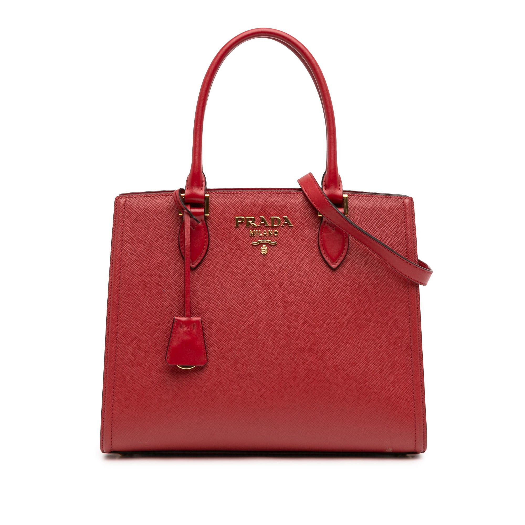Prada Soft Calf Trimmed Saffiano Lux Satchel Size ONE SIZE - 1 Thumbnail
