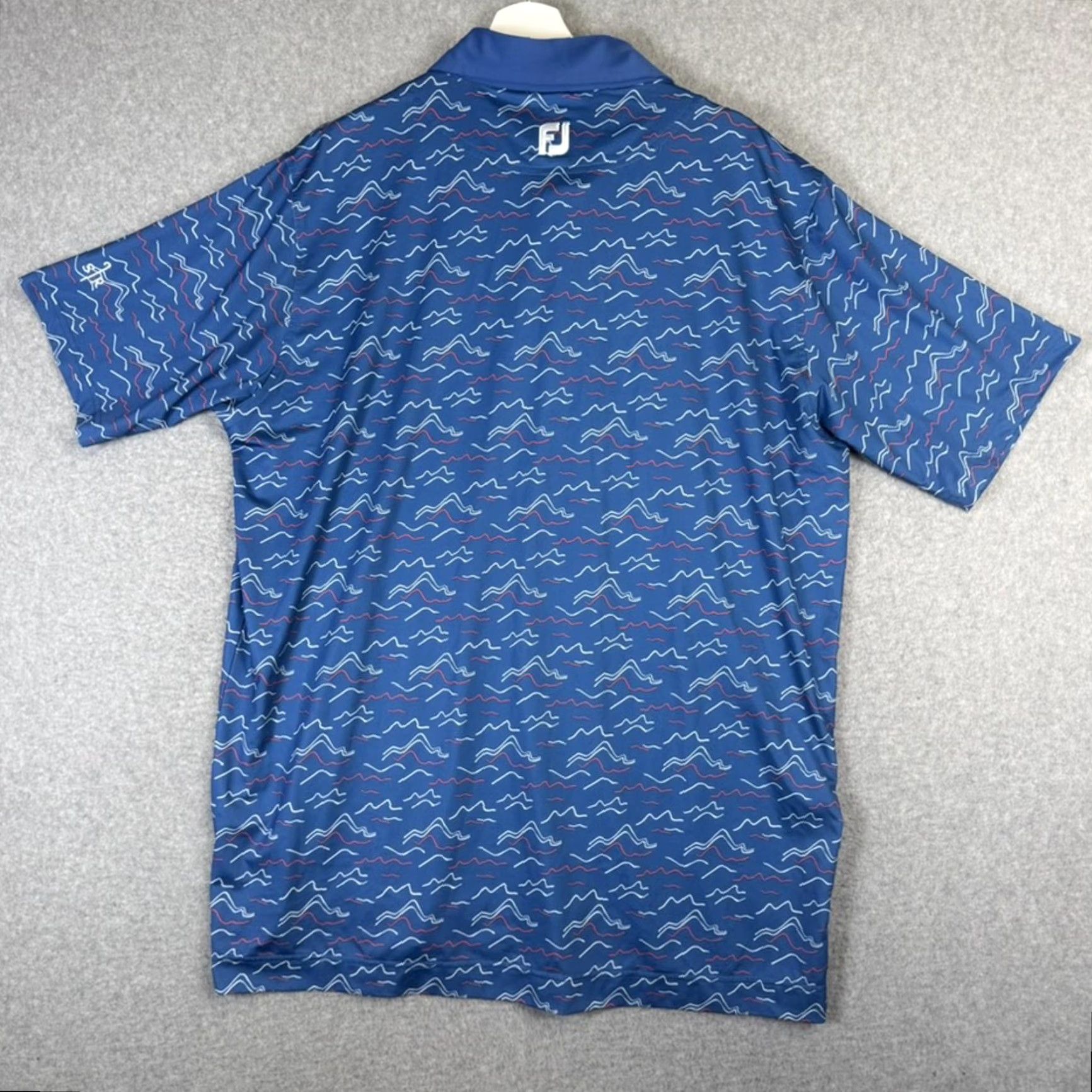 Footjoy FootJoy FJ Polo Shirt Shirt XL Men Blue Wave Print Lisle Self Collar Short Sleeve Size US XL / EU 56 / 4 - 7 Thumbnail