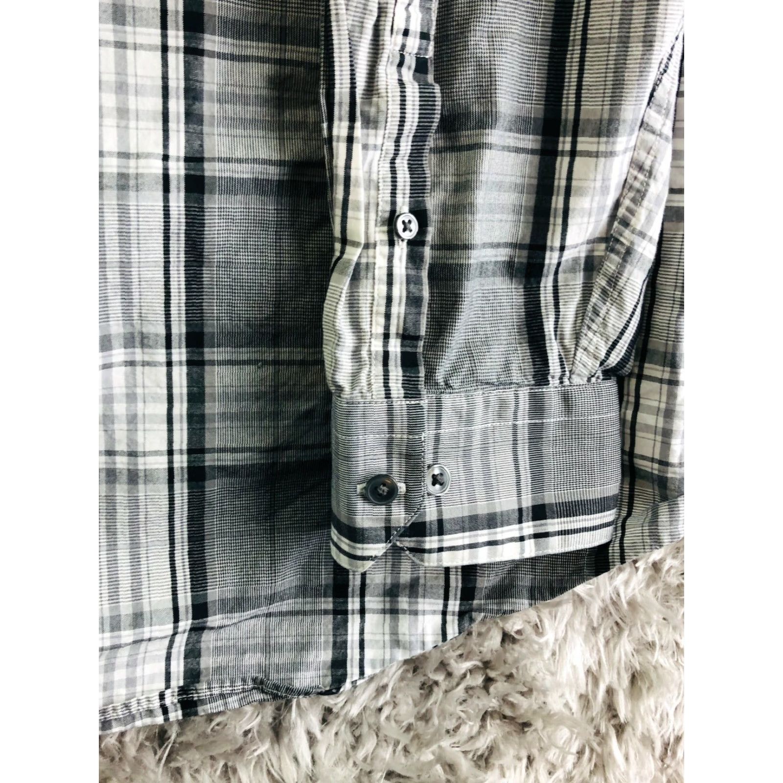 Apt. 9 Apt.9 Mens XXL Gray Plaid Long Sleeve Spread Collar Shirt Size US XXL / EU 58 / 5 - 3 Thumbnail