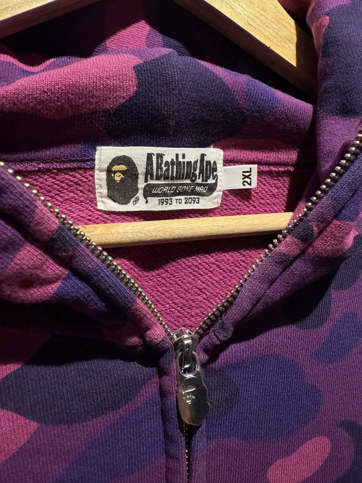 Bape Bape full zip purple camo yellow spell out hoodie XXL Size US XXL / EU 58 / 5 - 3 Thumbnail