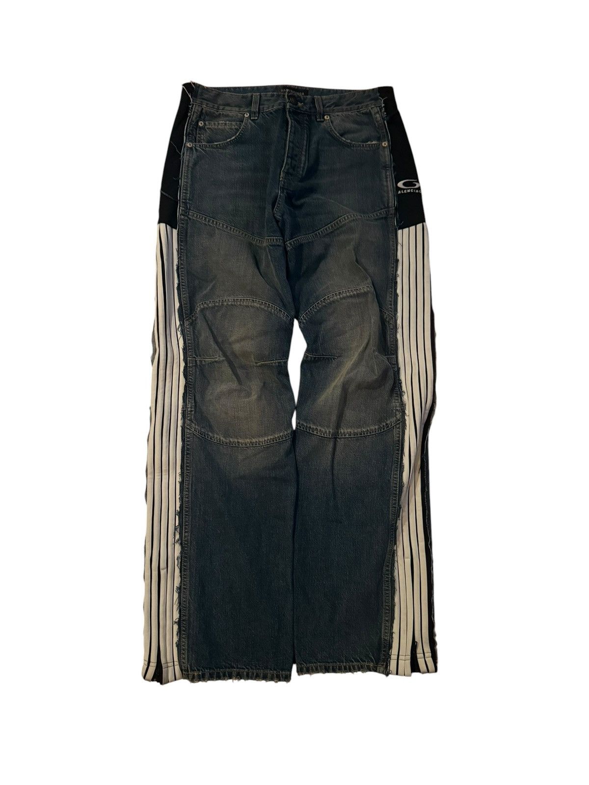 Balenciaga Blue Cut Up Double Waist Baggy Jeans | Grailed