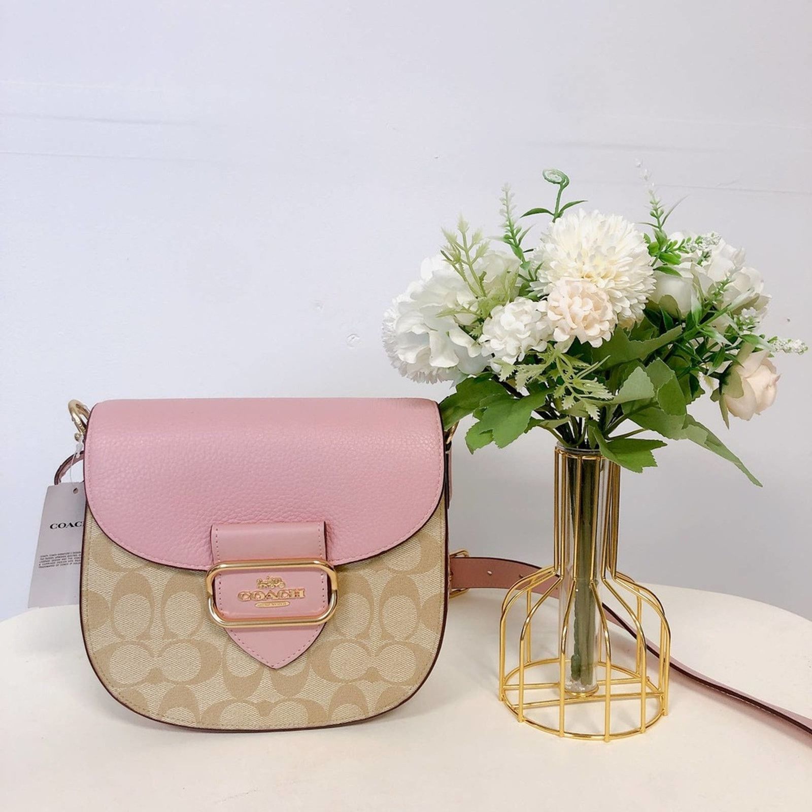 Coach Coach CF410 Morgan Saddle Bag In Signature Canvas In Pink Size ONE SIZE - 3 Thumbnail