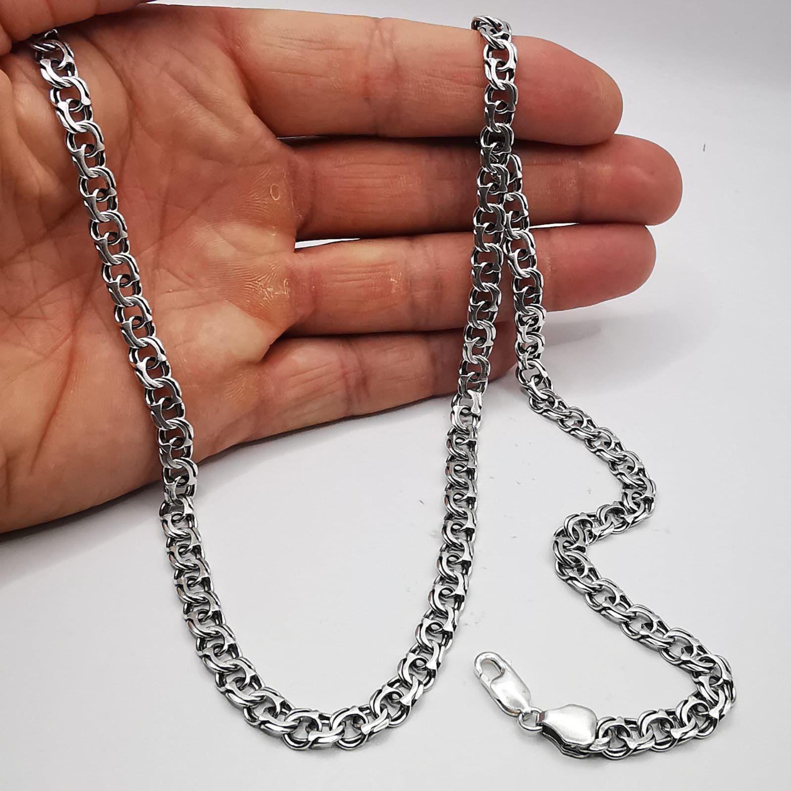 Sterling Silver Vintage Jewelry Chain, 925 Sterling Silver, Signed 31,67g Size ONE SIZE - 8 Thumbnail