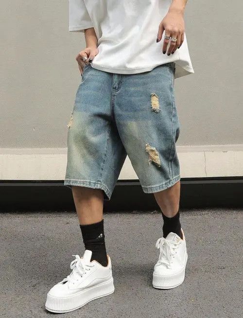 VIBE Distressed Blue Denim Jeans, Ripped Jeans Size US 32 / EU 48 - 1 Thumbnail