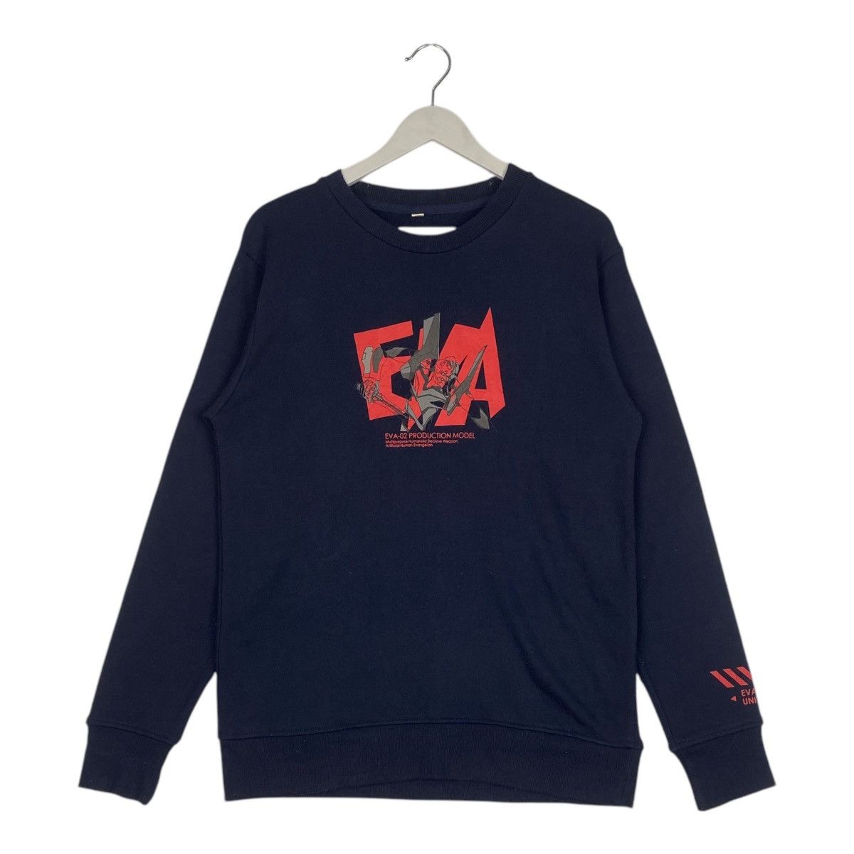 Designer Vintage Eva 02 Long Sleeve Tshirt Embroidered Navy Blue Size US L / EU 52-54 / 3 - 1 Thumbnail