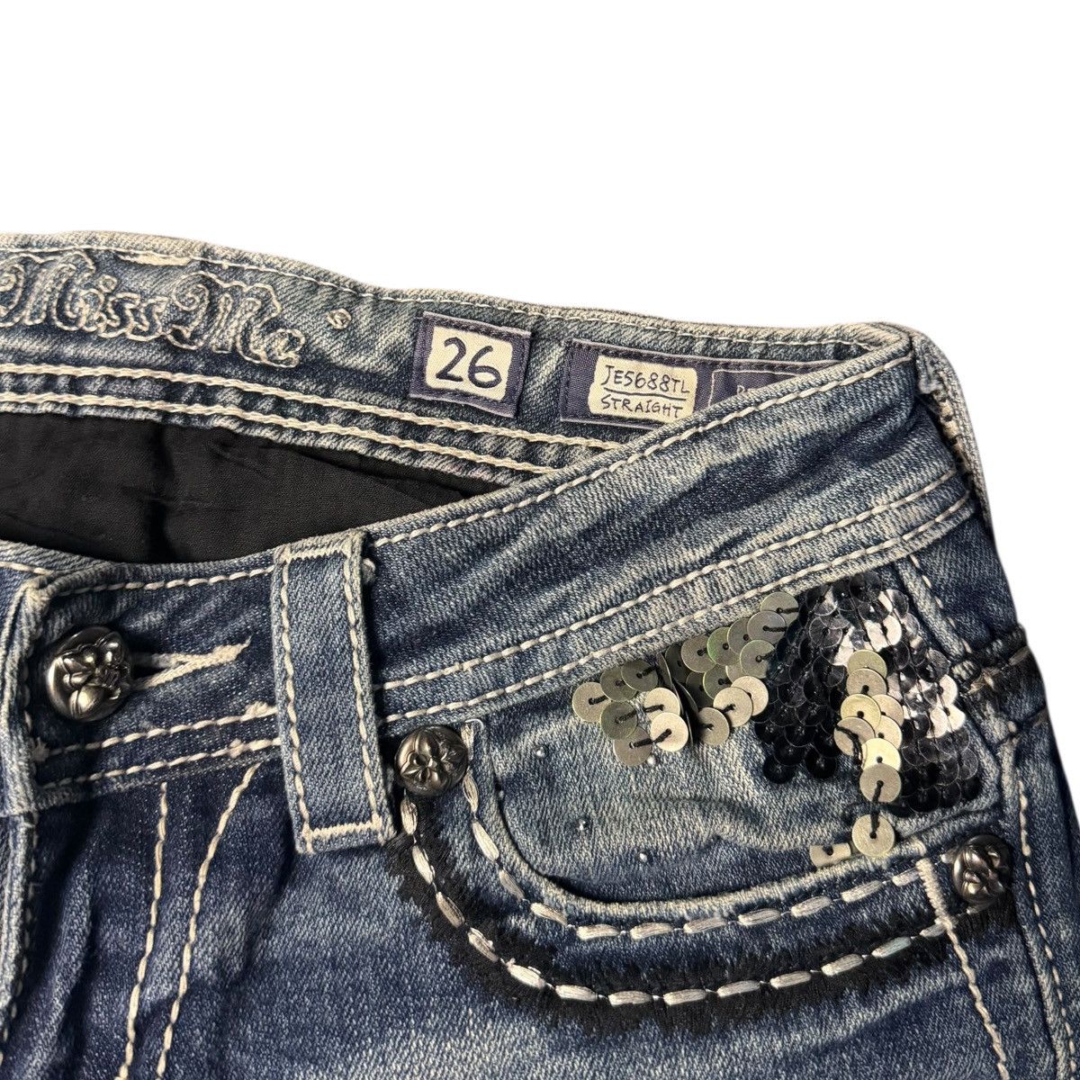 Miss Me Y2K Snake Sequin Straight Jeans Size 26" / US 2 / IT 38 - 6 Thumbnail