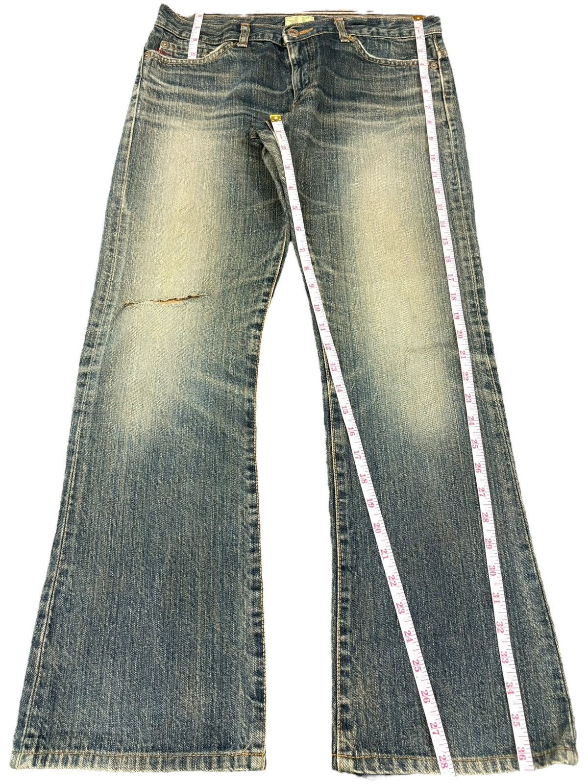 Edwin Vintage Japanese Edwin 503 Mud Wash Distressed Flare Jeans Size 32" / US 10 / IT 46 - 12 Thumbnail