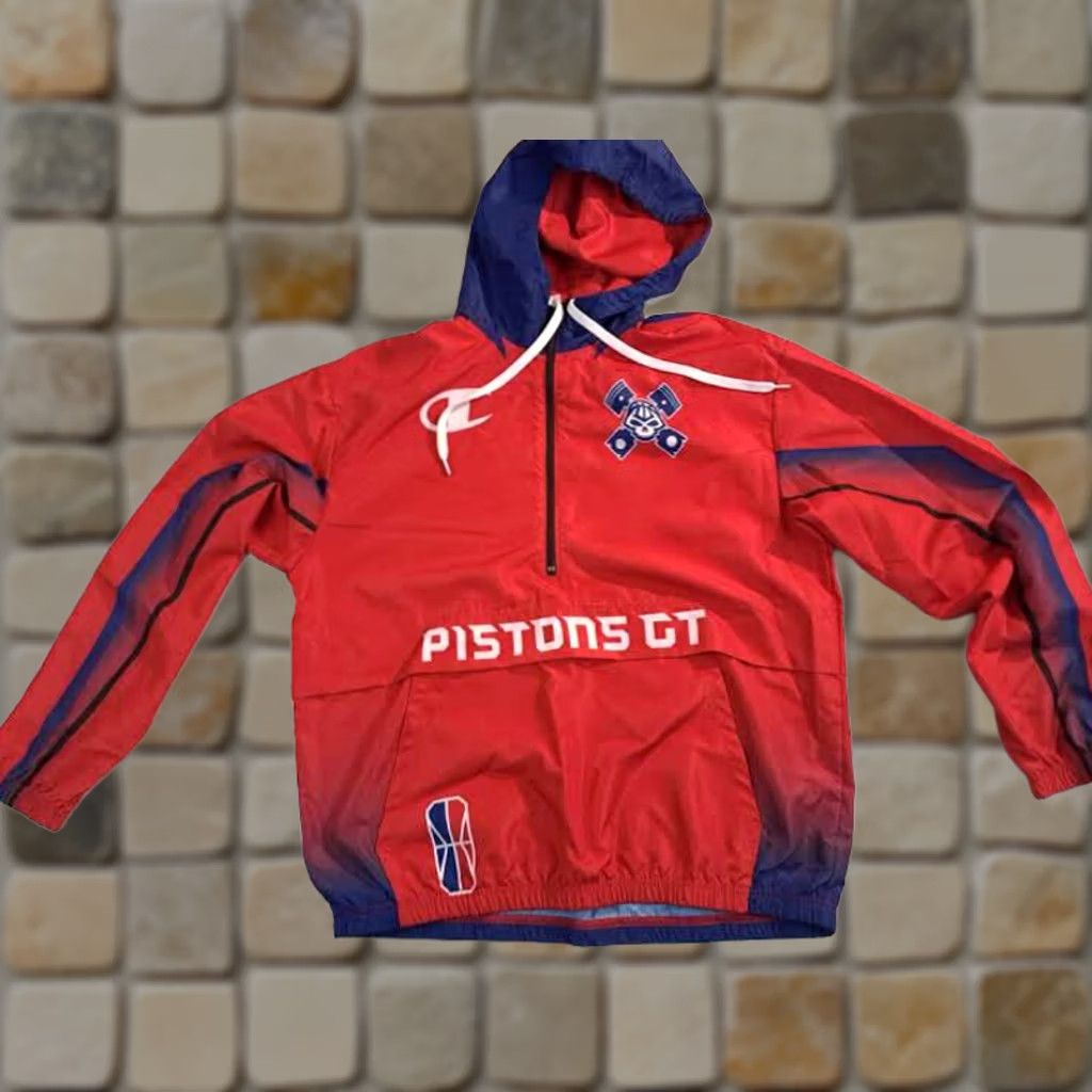 Champion Vintage Detroit Pistons Basketball 1/4 Zip Hooded Champion Jacket M Size US M / EU 48-50 / 2 - 1 Thumbnail