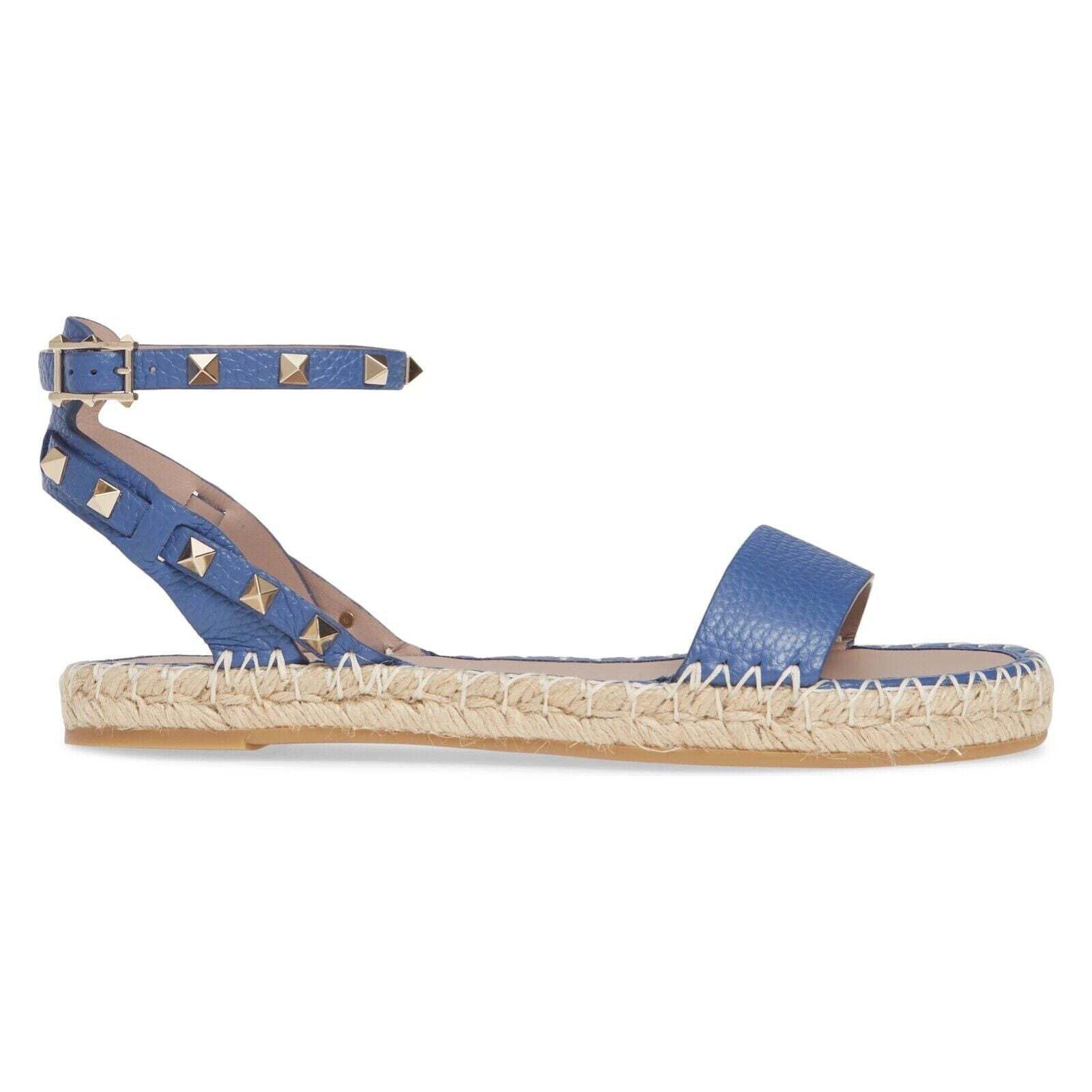 Valentino Valentino Rockstud T 20 Blue Leather Stud Ankle Strap Size US 11 / IT 41 - 1 Thumbnail
