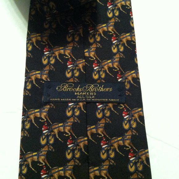 Brooks Brothers BROOKS BROTHERS MENS NEW EQUESTRIAN SILK TIE WIDTH: 3 5/8" Size ONE SIZE - 3 Thumbnail