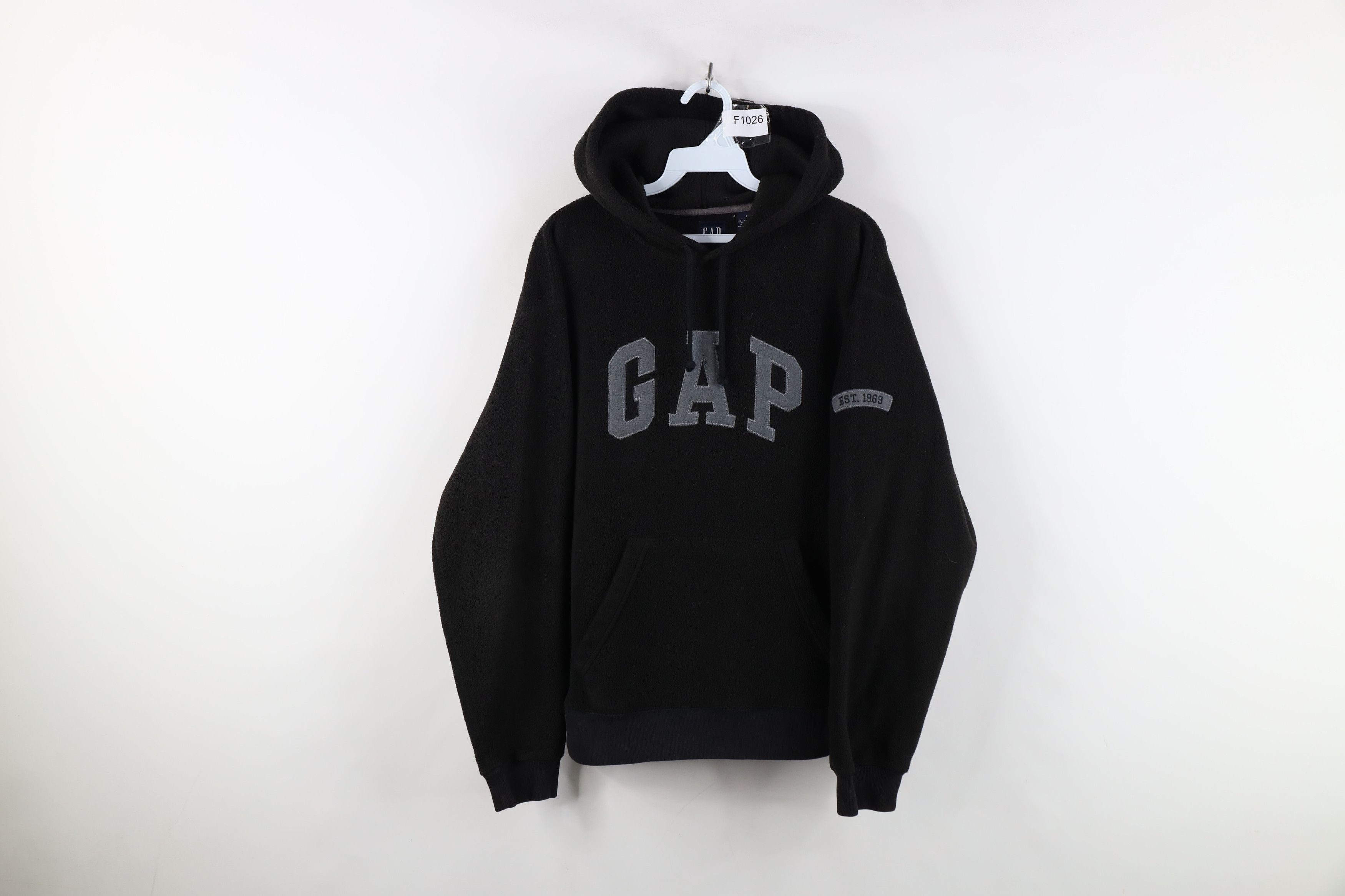 Gap Vintage 90s Y2K Gap Spell Block Letter Fleece Hoodie Black Size US S / EU 44-46 / 1 - 1 Thumbnail